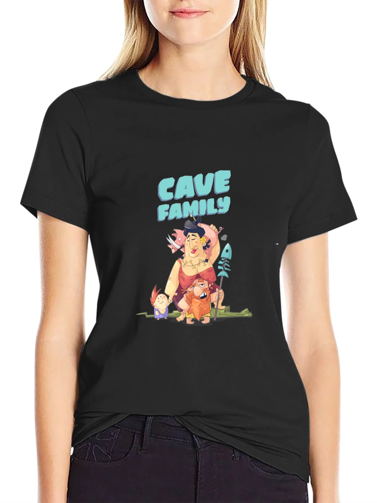 Cave Family Graphic T-Shirt - Black product image 2