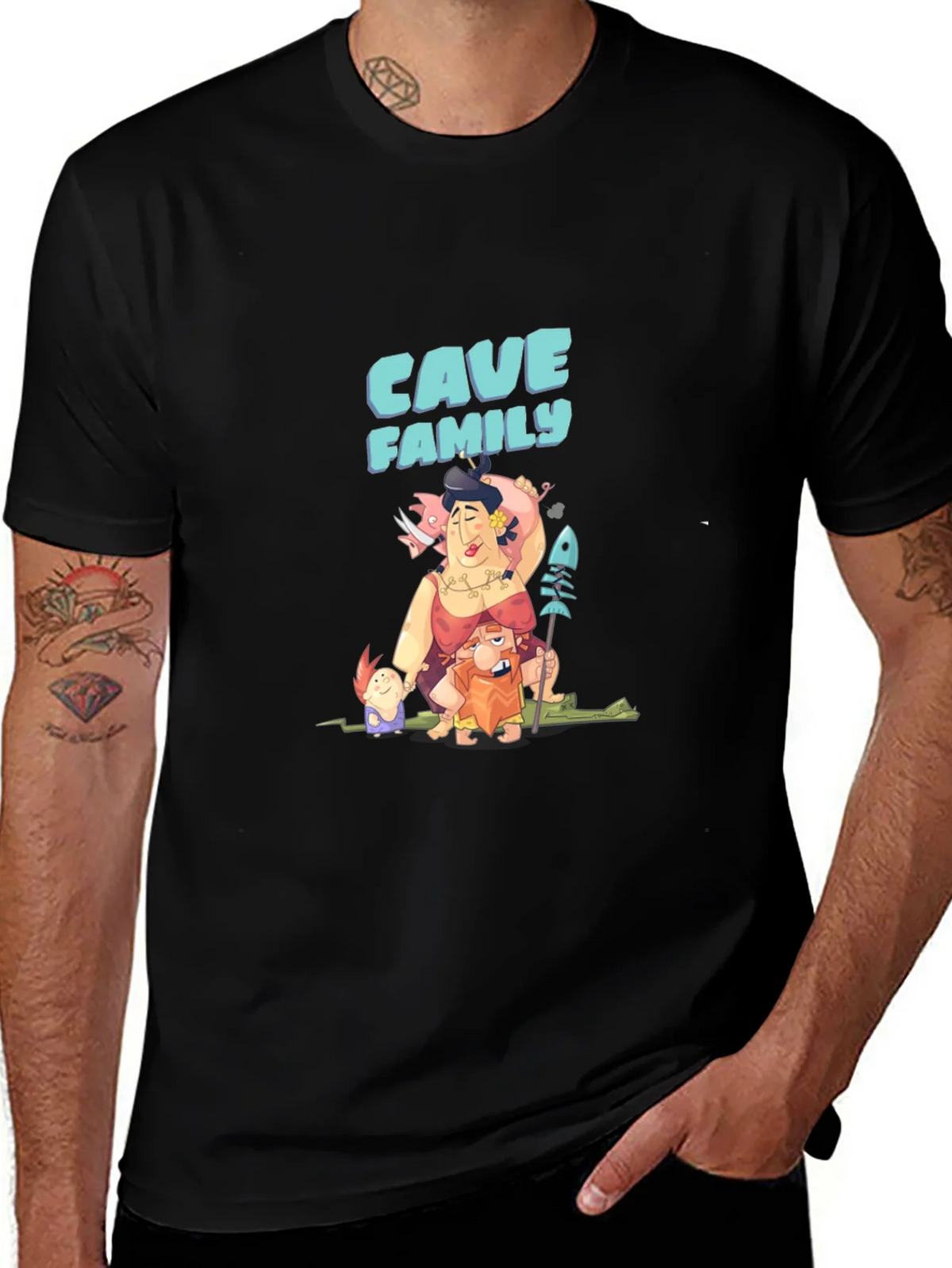 Cave Family Graphic T-Shirt - Black product image 1
