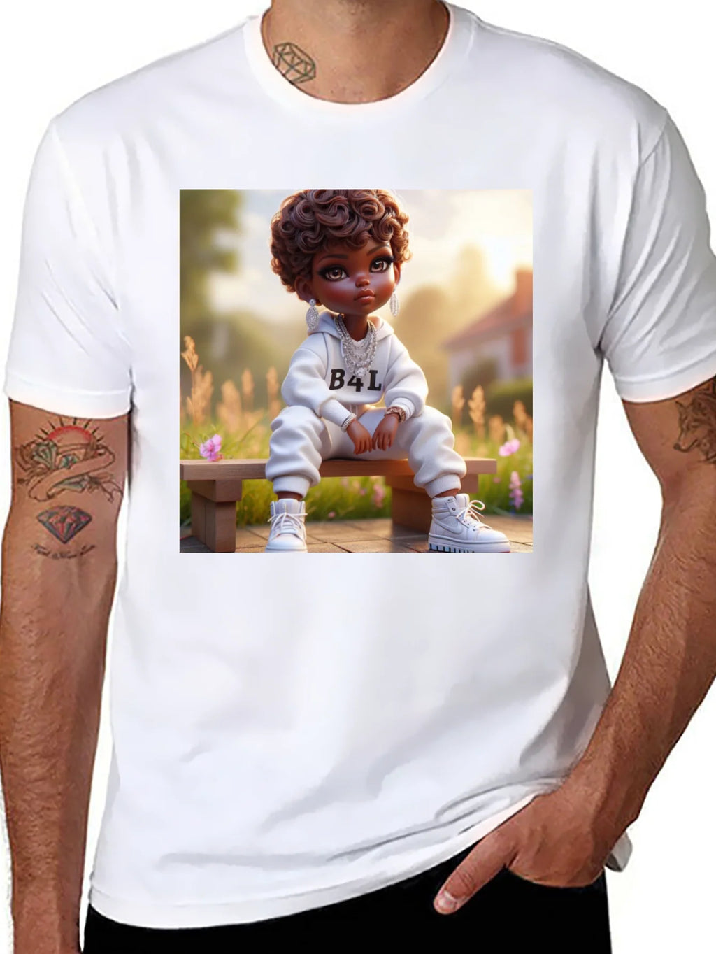 Cartoon B4L Kid on Black T-Shirt product image 6
