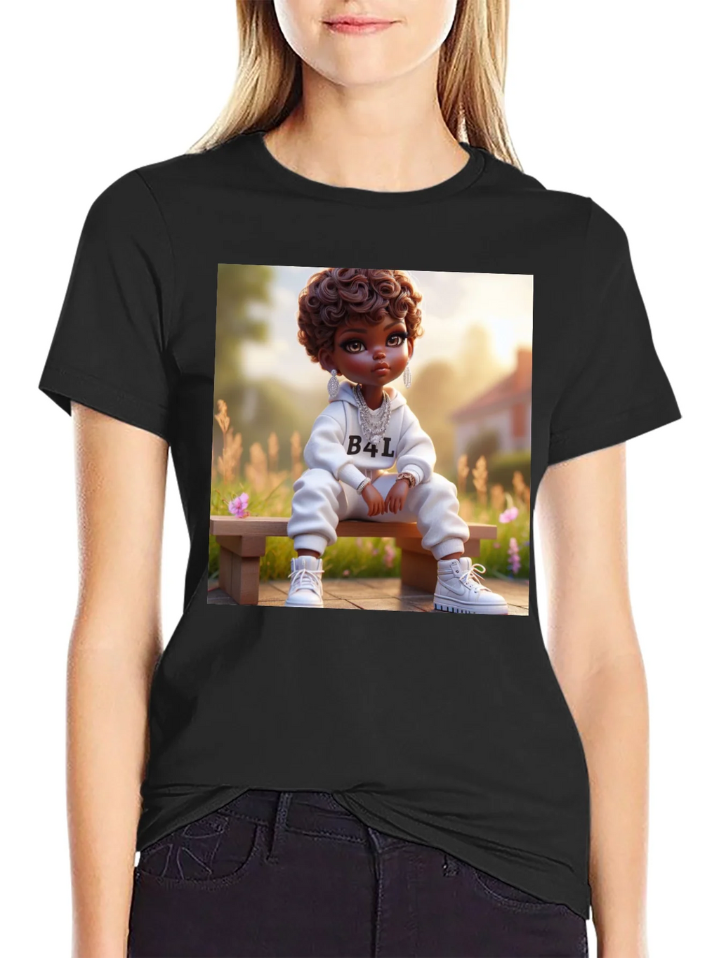 Cartoon B4L Kid on Black T-Shirt product image 2