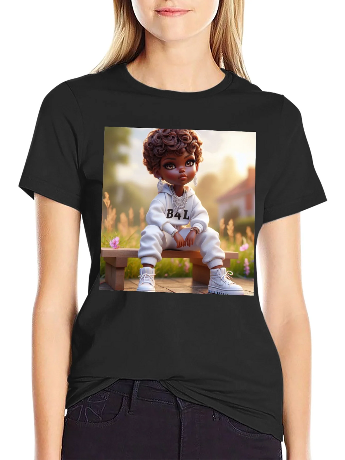Cartoon B4L Kid on Black T-Shirt product image 2