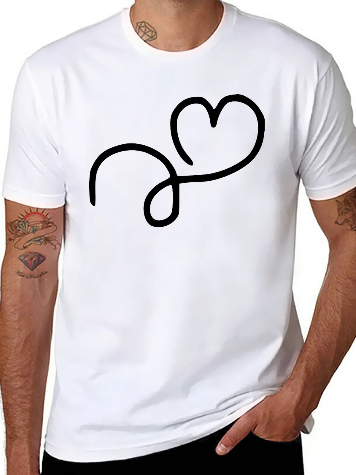 Stylish Black T-Shirt with Heart Design product image 7
