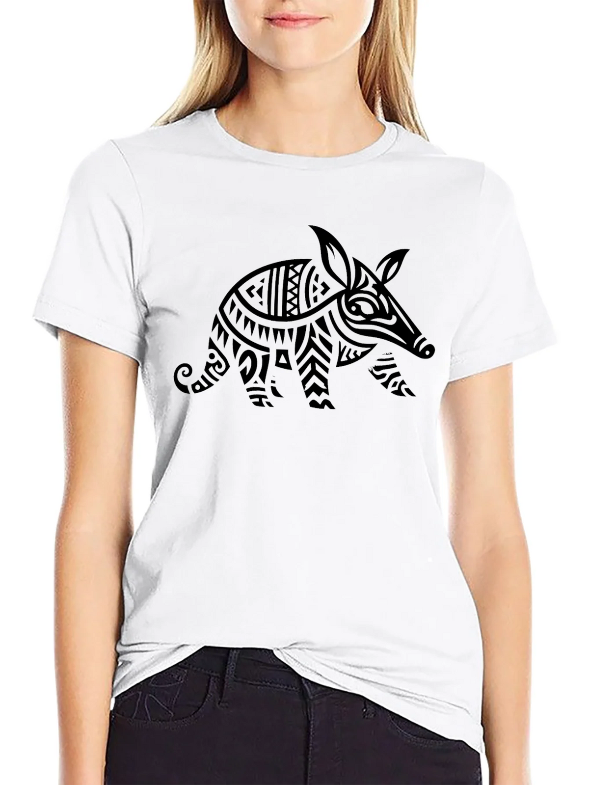Tribal Armadillo Graphic Black T-Shirt product image 8