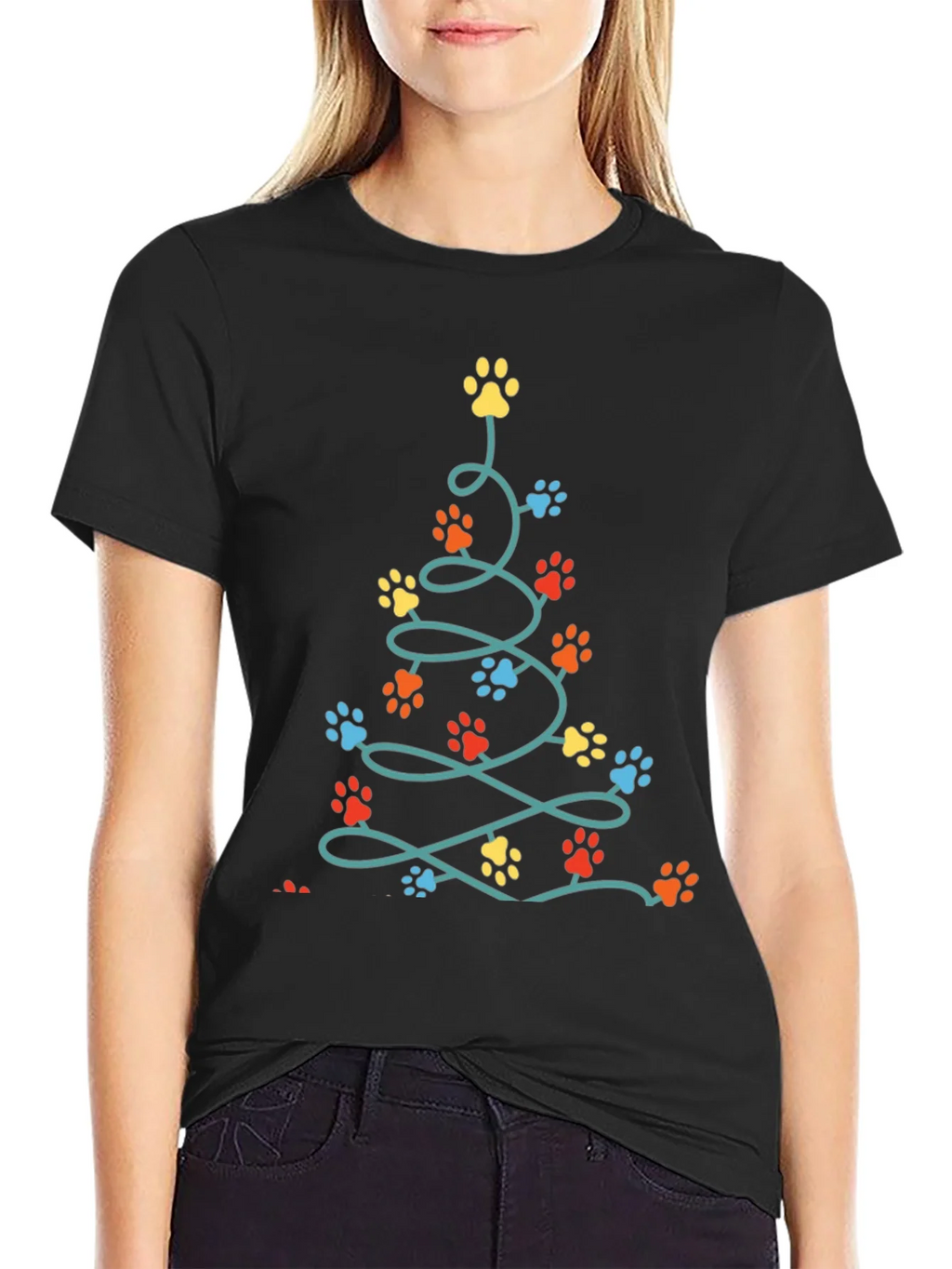 Dog Paw Christmas Tree T-Shirt product image 2