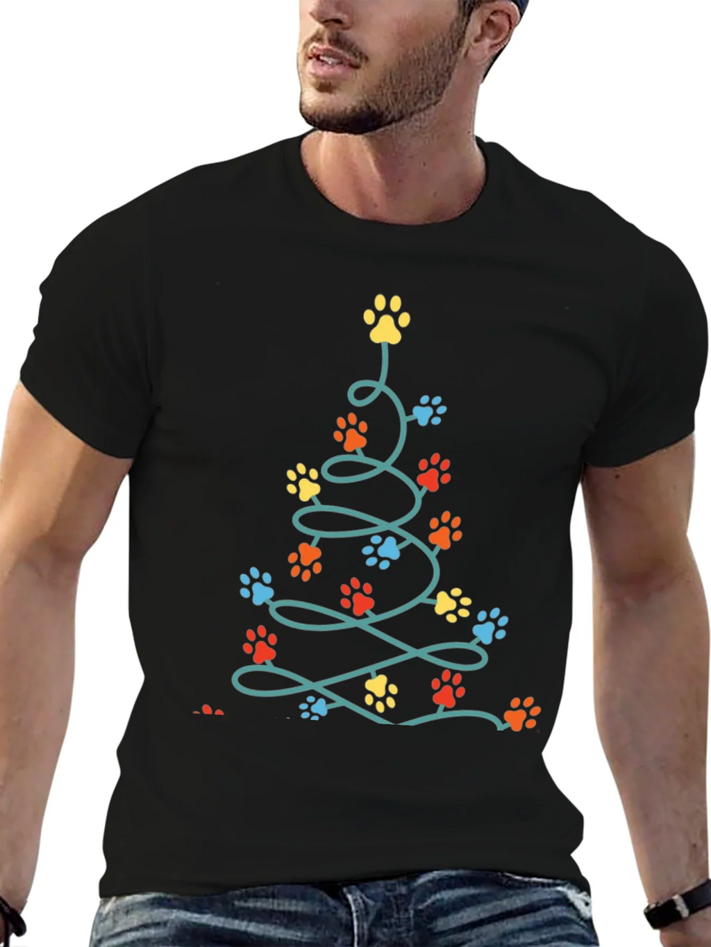 Dog Paw Christmas Tree T-Shirt product image 6