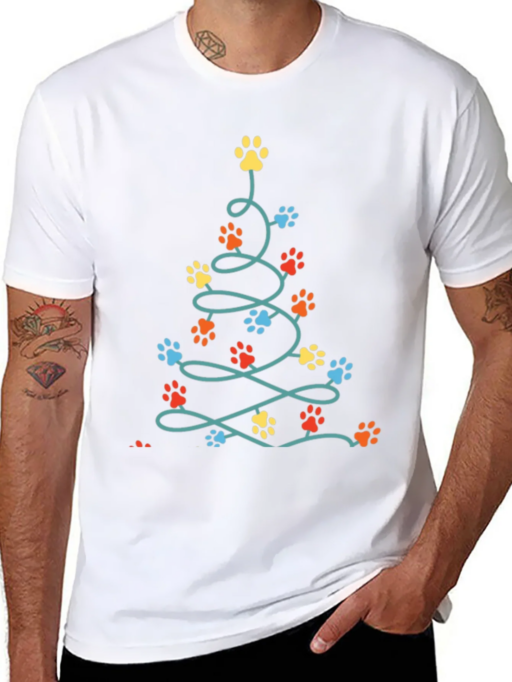 Dog Paw Christmas Tree T-Shirt product image 7