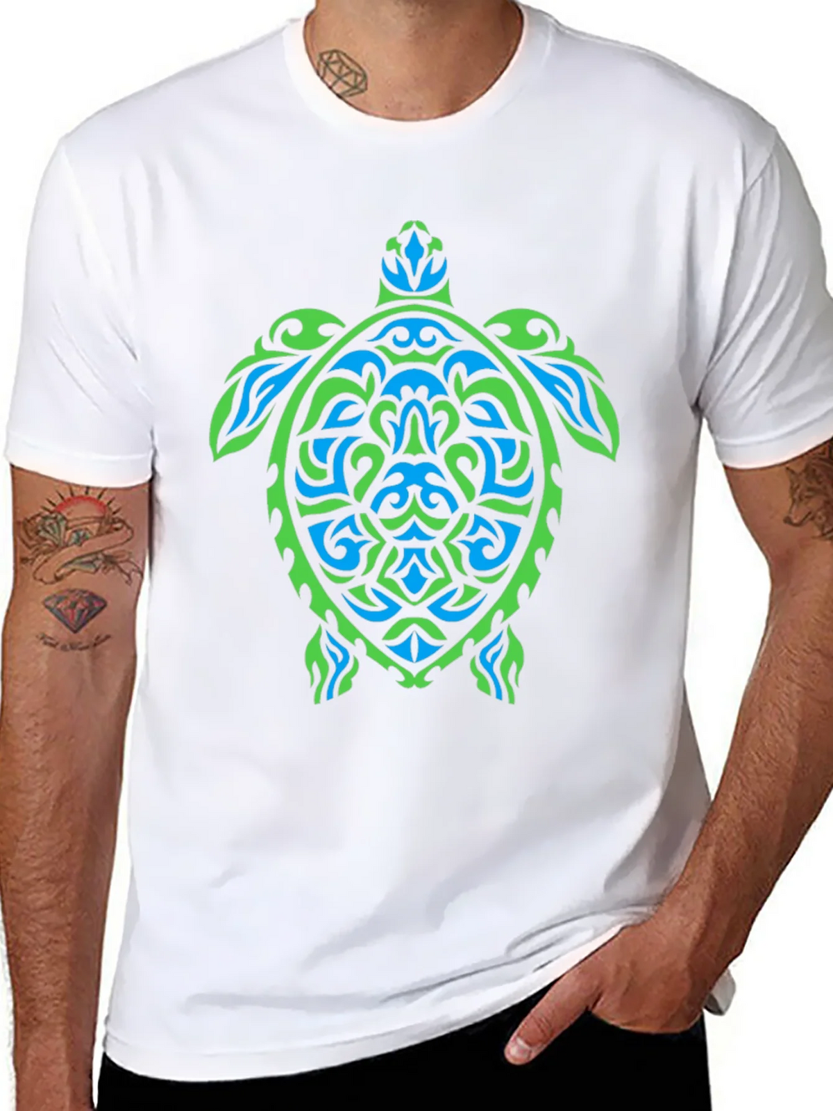 Tribal Turtle Graphic Tee - Black product image 7