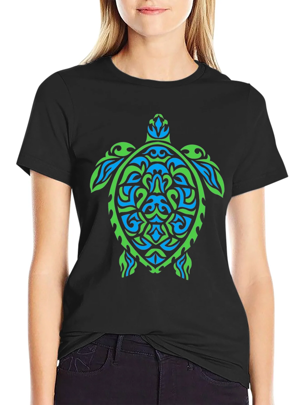 Tribal Turtle Graphic Tee - Black product image 2