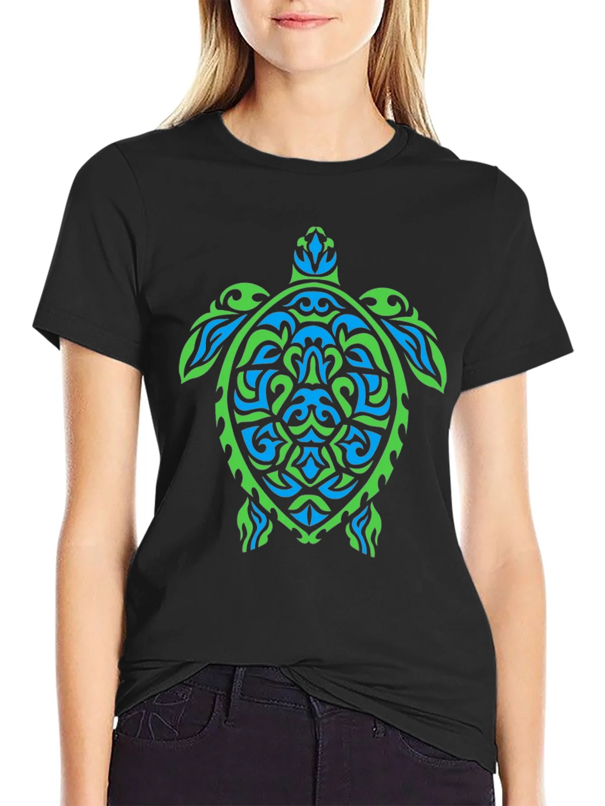 Tribal Turtle Graphic Tee - Black product image 2