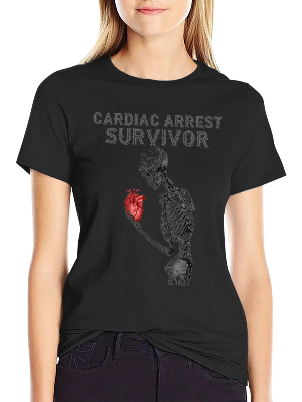 Cardiac Arrest Survivor T-Shirt Skeleton Heart Graphic product image 2