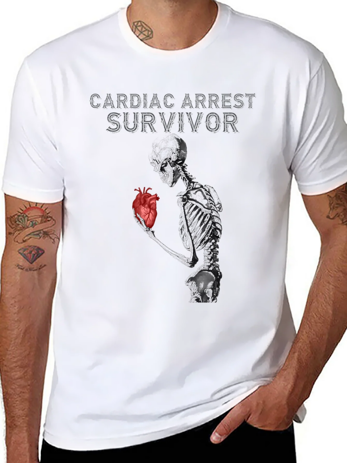 Cardiac Arrest Survivor T-Shirt Skeleton Heart Graphic product image 7