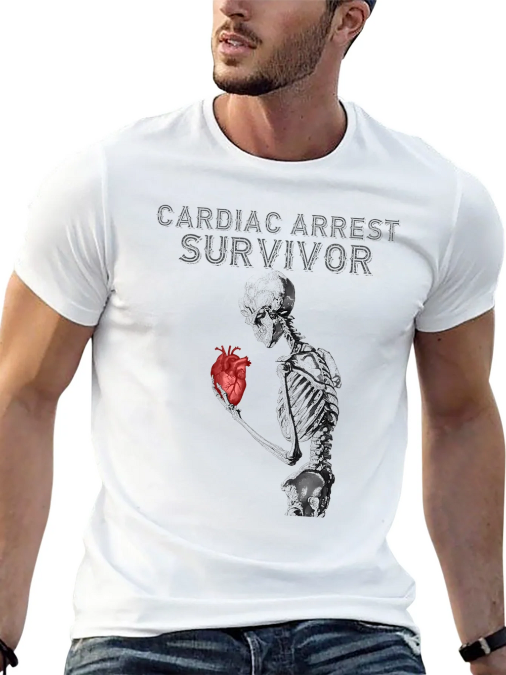 Cardiac Arrest Survivor T-Shirt Skeleton Heart Graphic product image 12