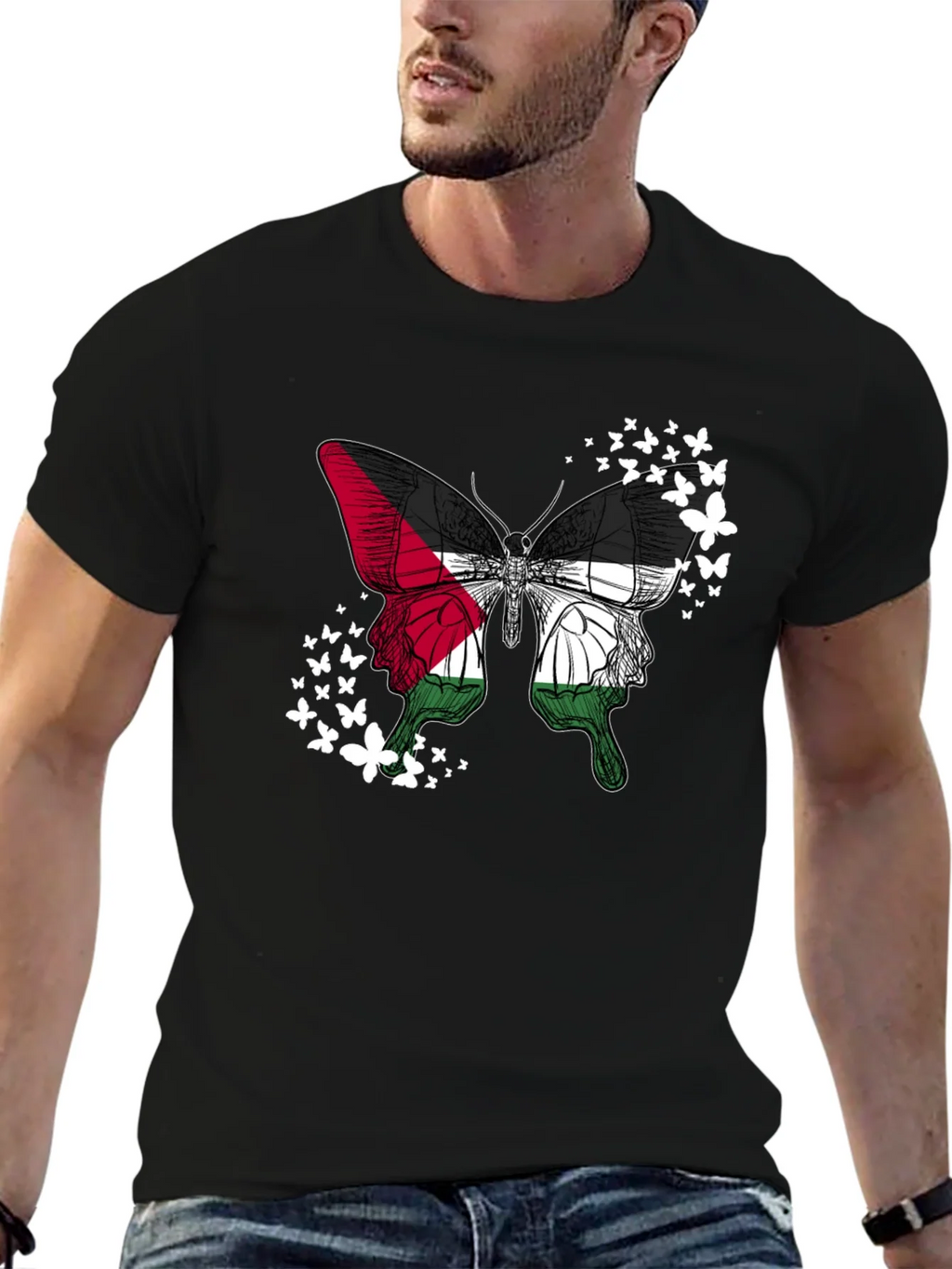 Palestinian Flag Butterfly T-Shirt product image 6