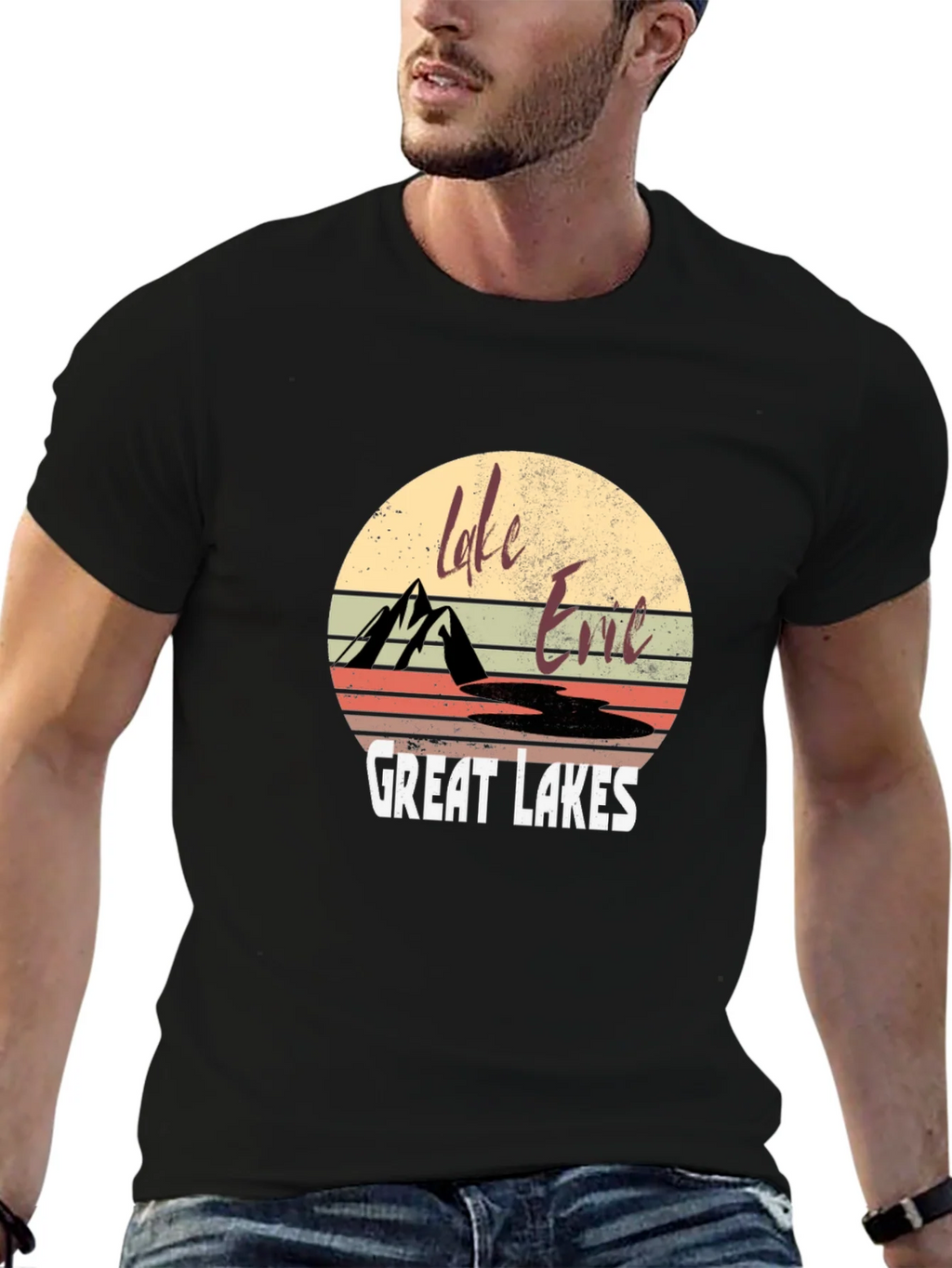 Lake Erie Great Lakes Retro T-Shirt product image 3