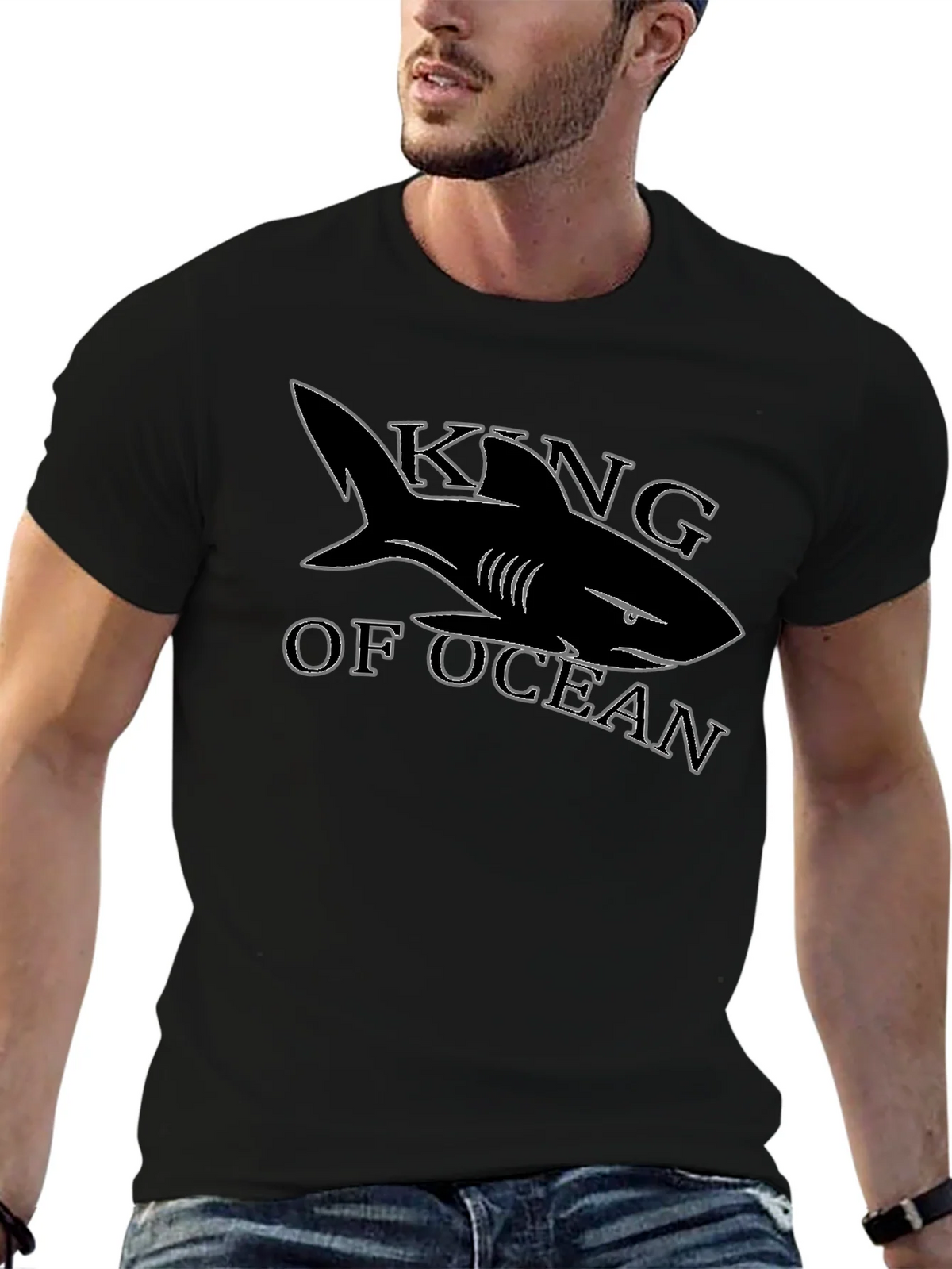 King of Ocean Shark T-Shirt - Black product image 6