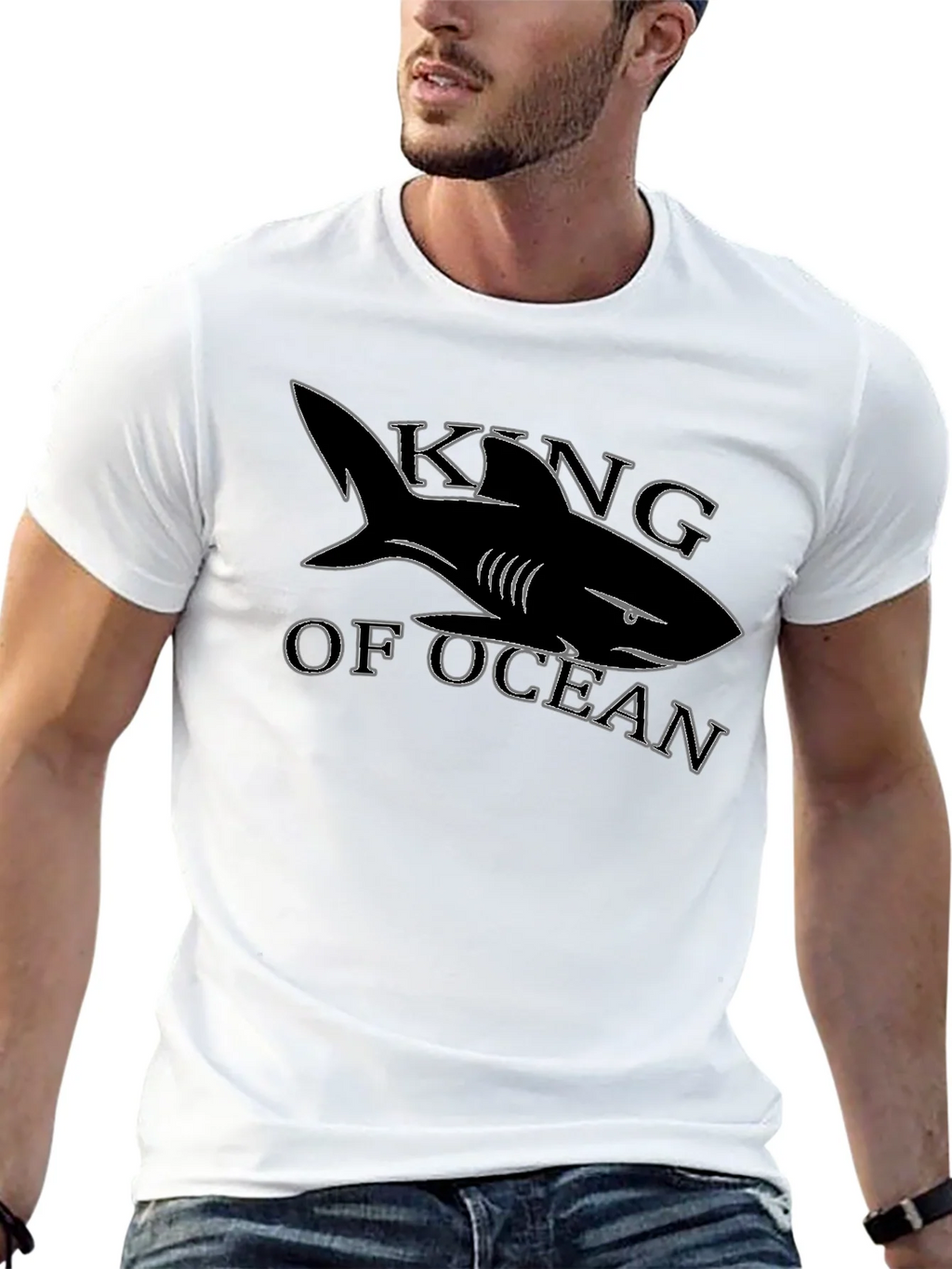 King of Ocean Shark T-Shirt - Black product image 12