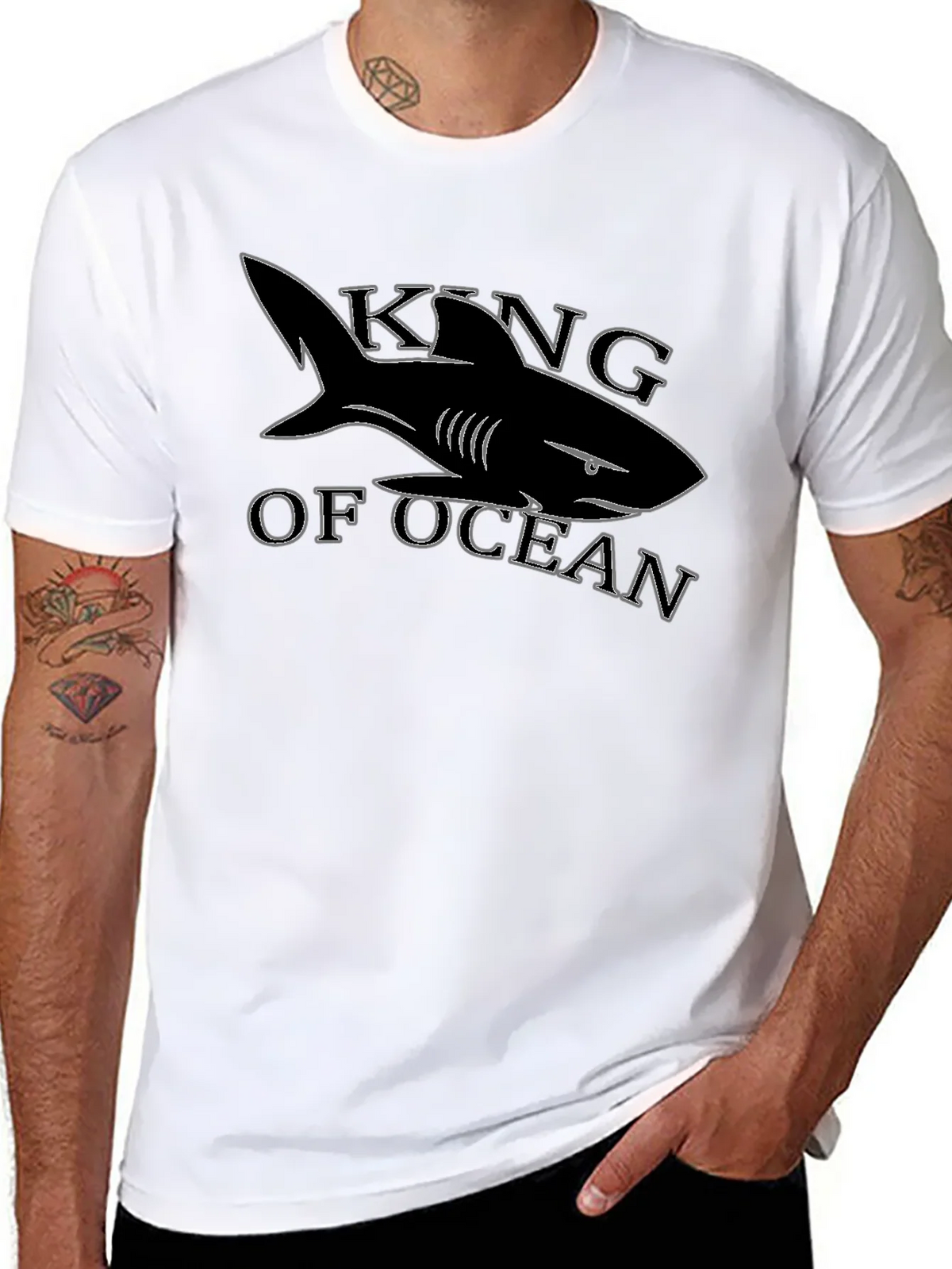 King of Ocean Shark T-Shirt - Black product image 7