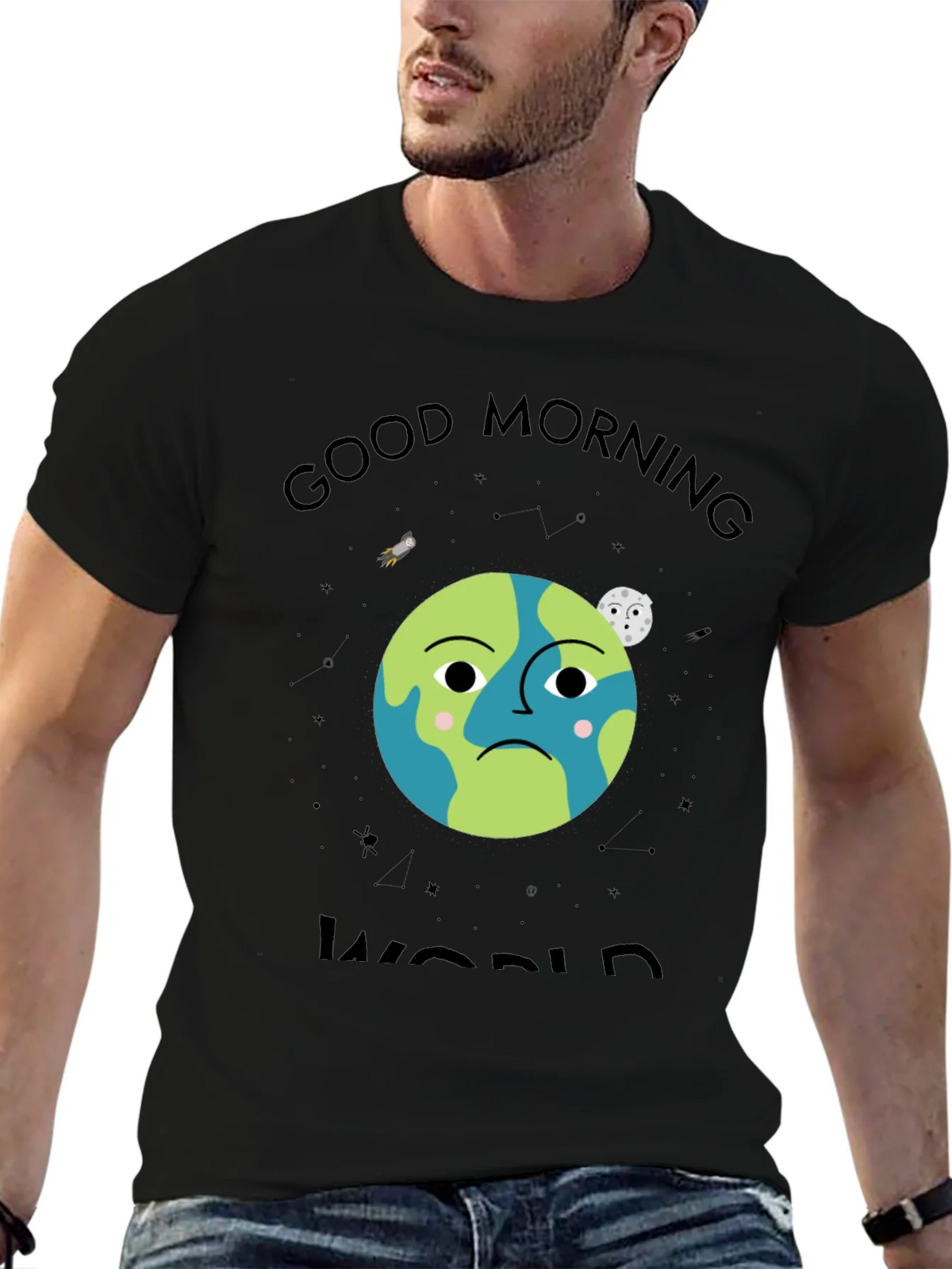 Sad Earth Graphic T-Shirt - Good Morning World Tee product image 2