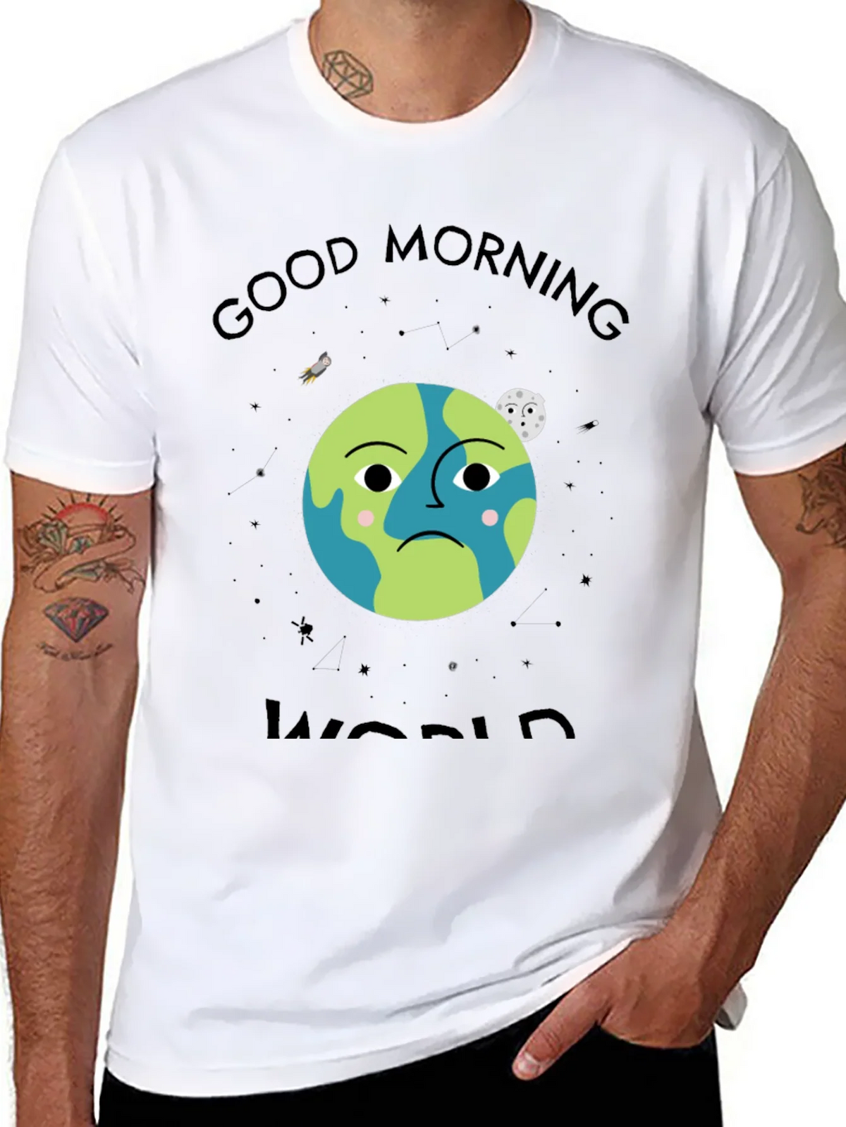 Sad Earth Graphic T-Shirt - Good Morning World Tee product image 3