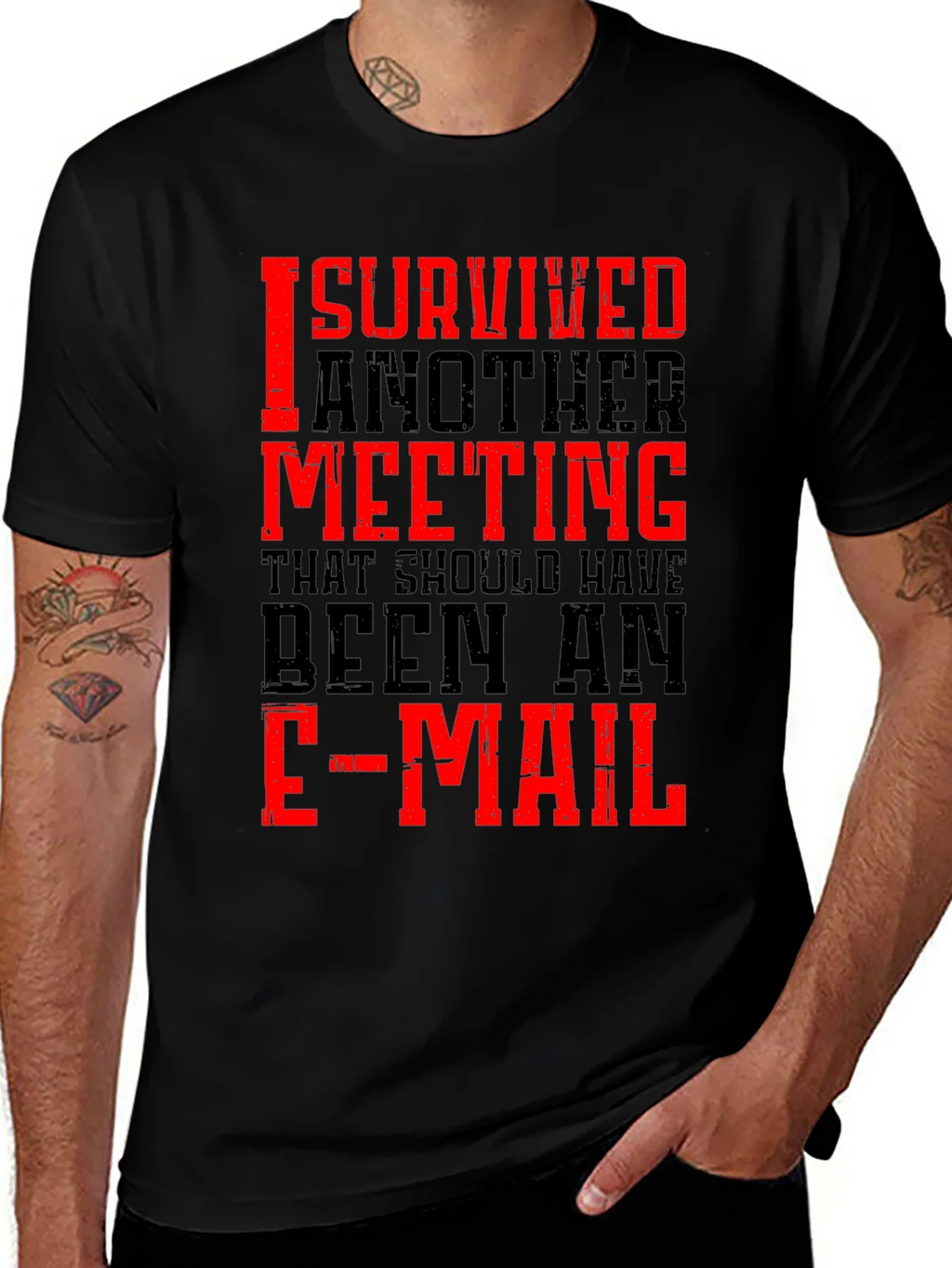 I Survived Another Meeting Black T-Shirt product image 1