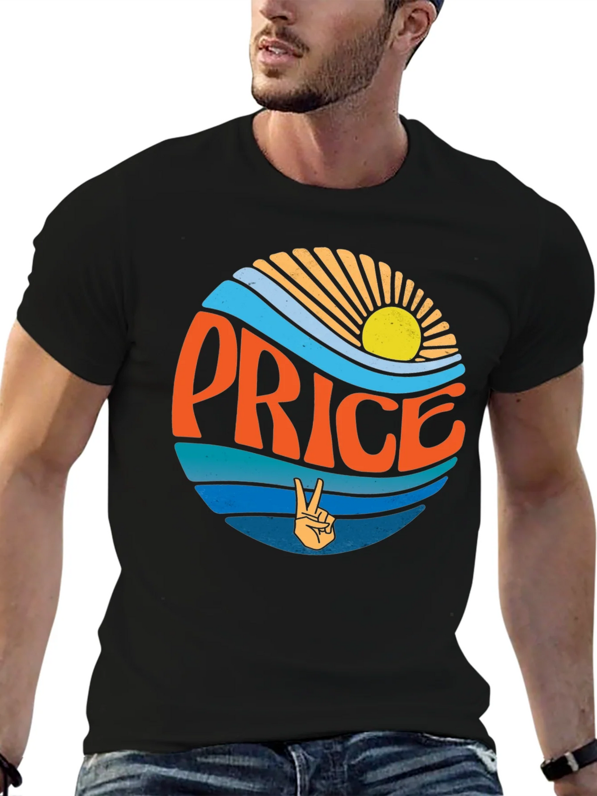 Retro Price T-Shirt - Sun Waves Peace Sign product image 6