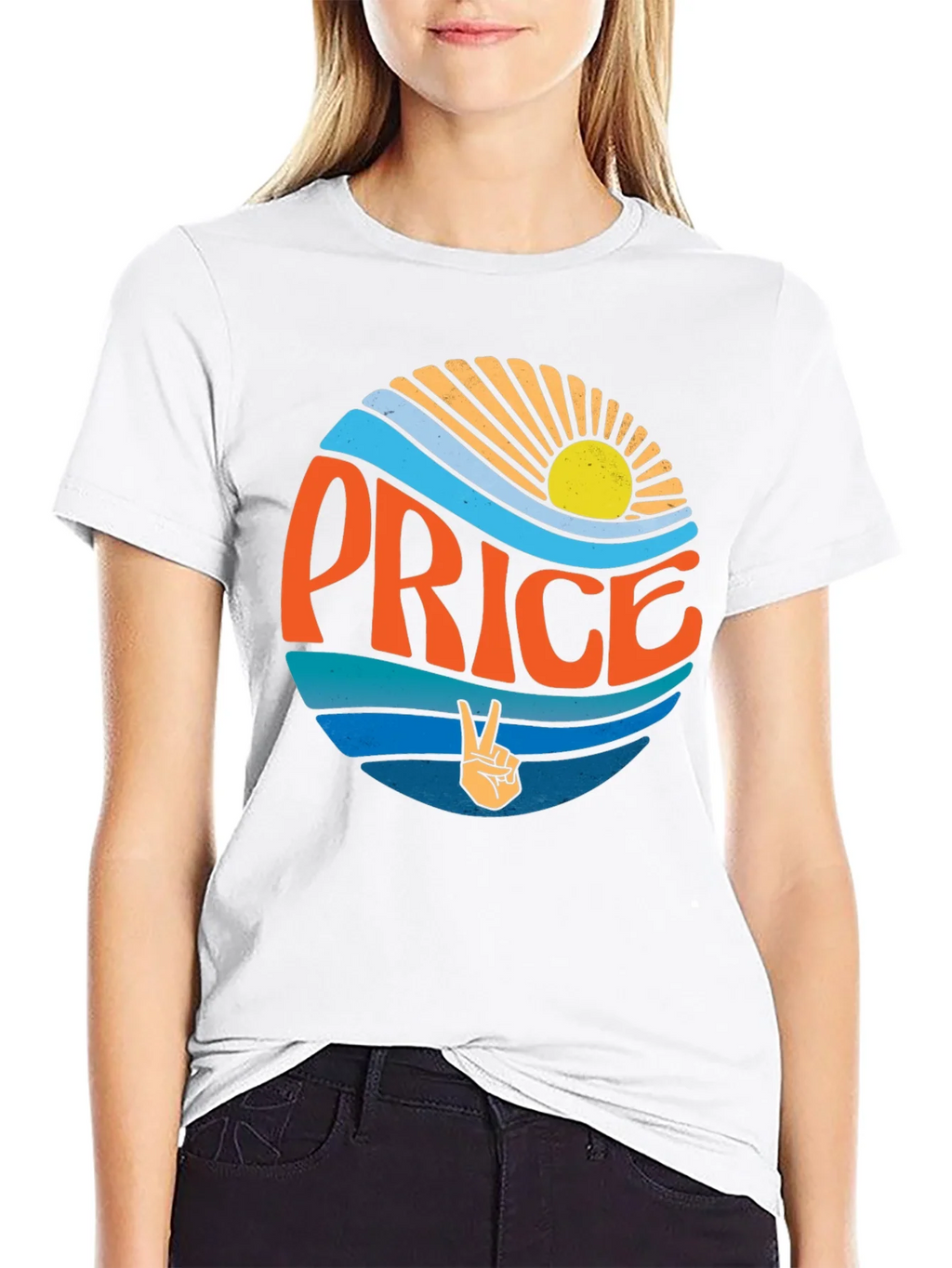 Retro Price T-Shirt - Sun Waves Peace Sign product image 8