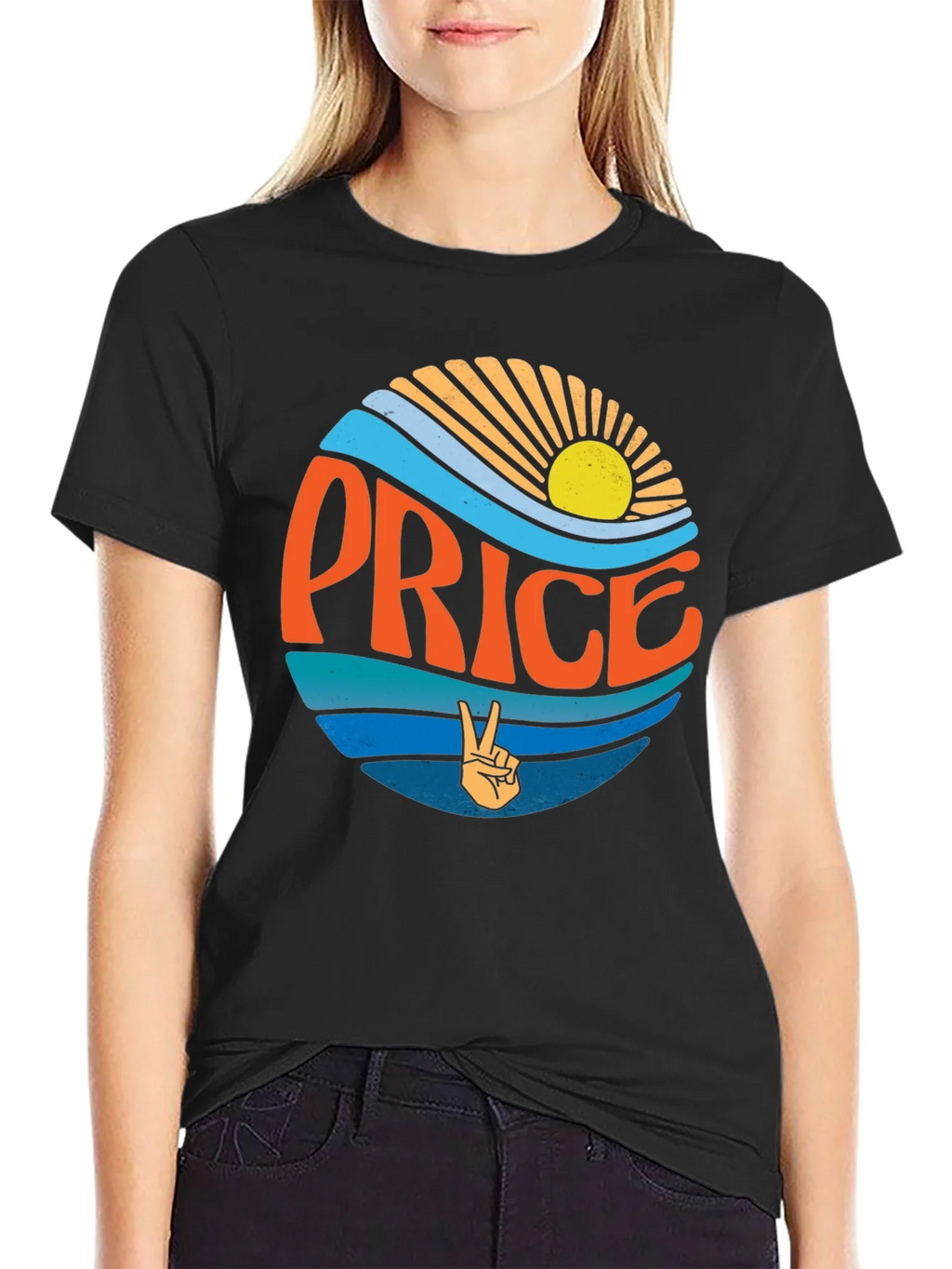 Retro Price T-Shirt - Sun Waves Peace Sign product image 2