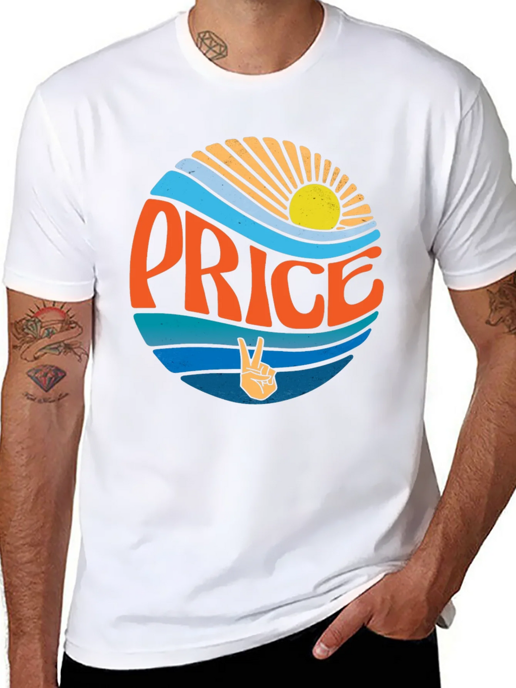 Retro Price T-Shirt - Sun Waves Peace Sign product image 7