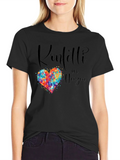 Confetti Heart Graphic Tee - Black Cotton T-Shirt product image 1
