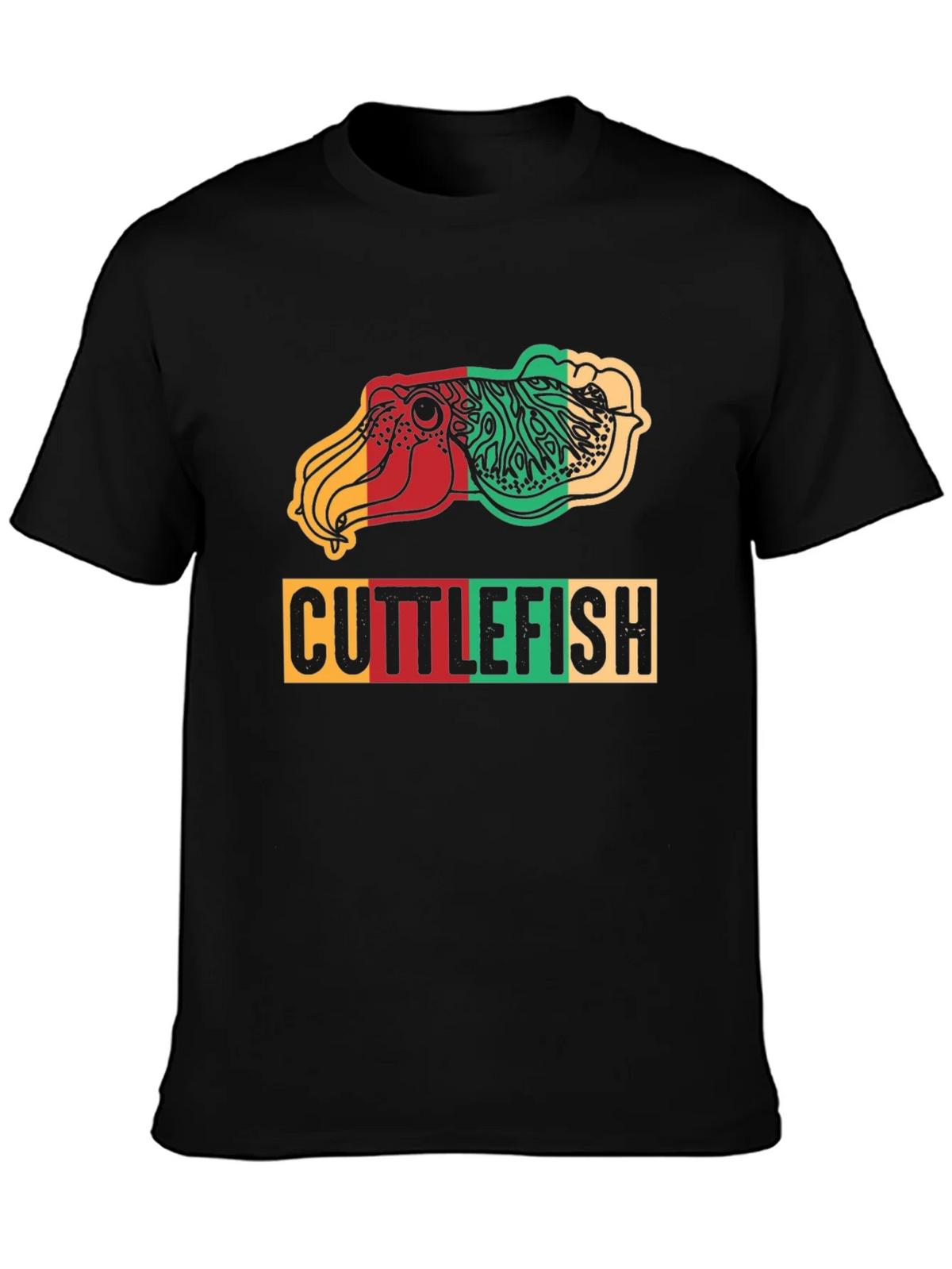 Cuttlefish Graphic Print Tee - Reggae Colors Black Shirt product image 3