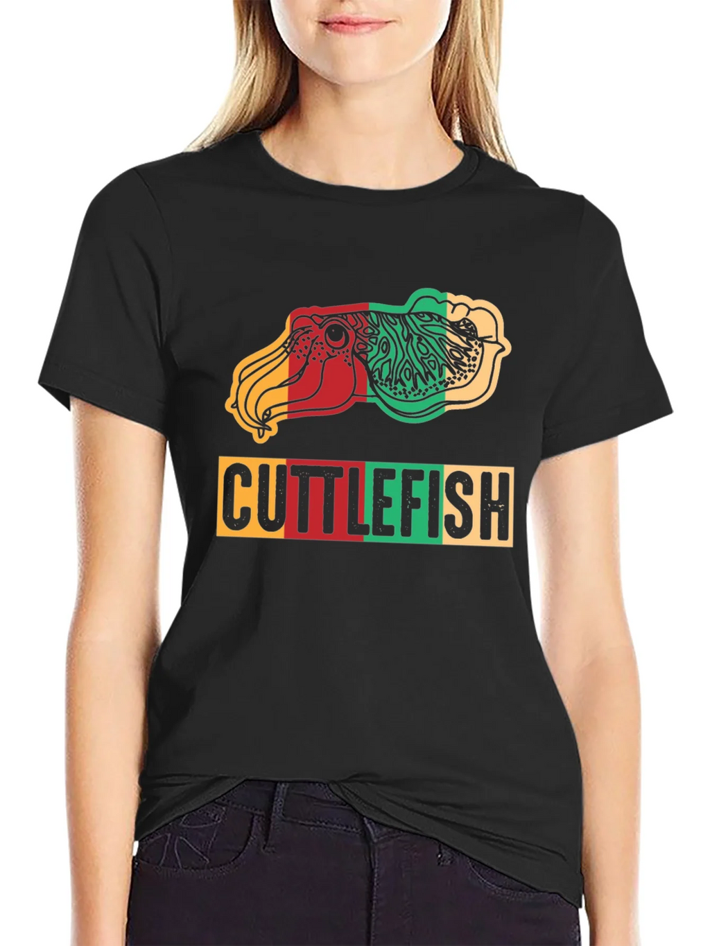Cuttlefish Graphic Print Tee - Reggae Colors Black Shirt product image 2