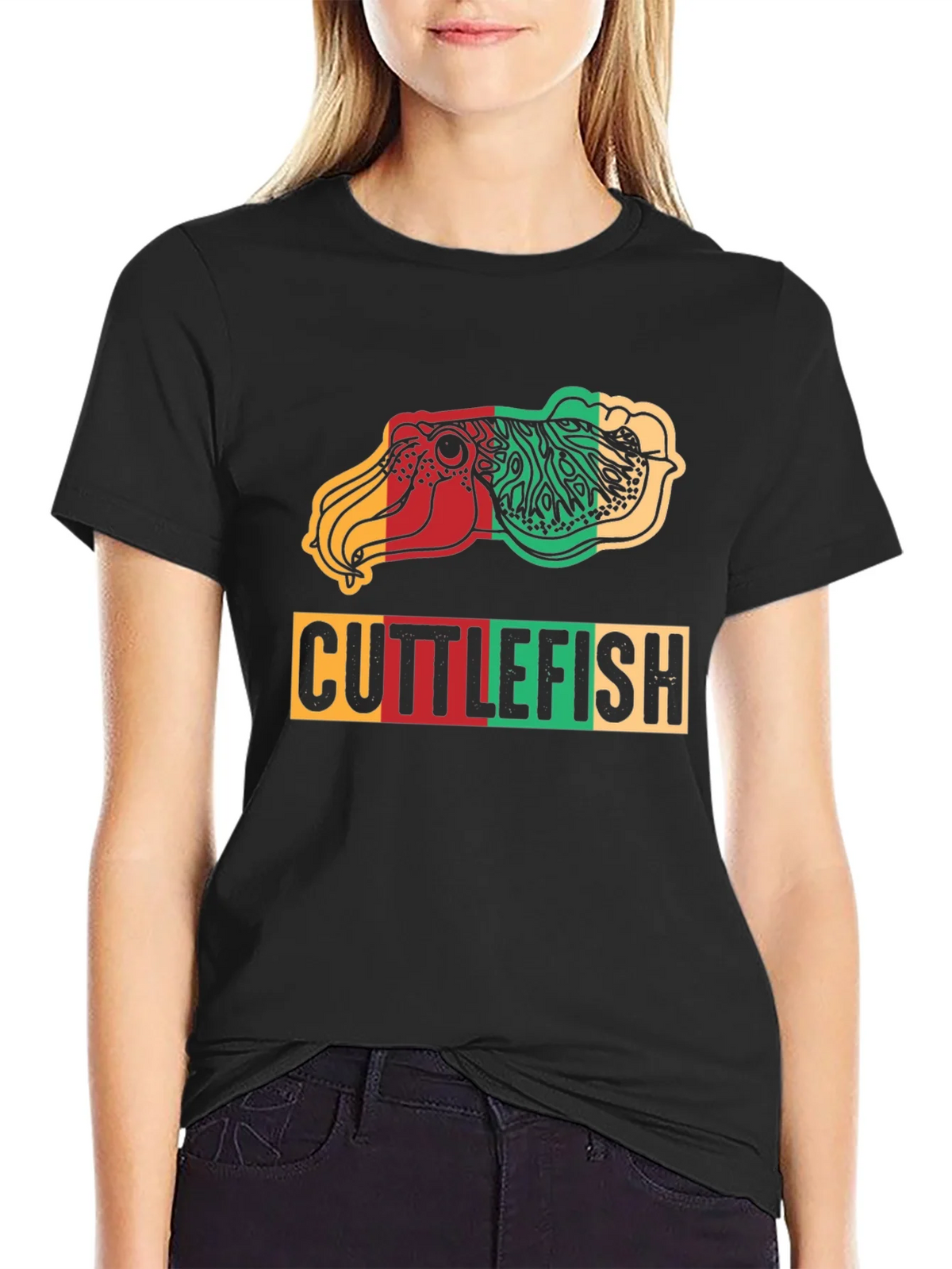 Cuttlefish Graphic Print Tee - Reggae Colors Black Shirt product image 2