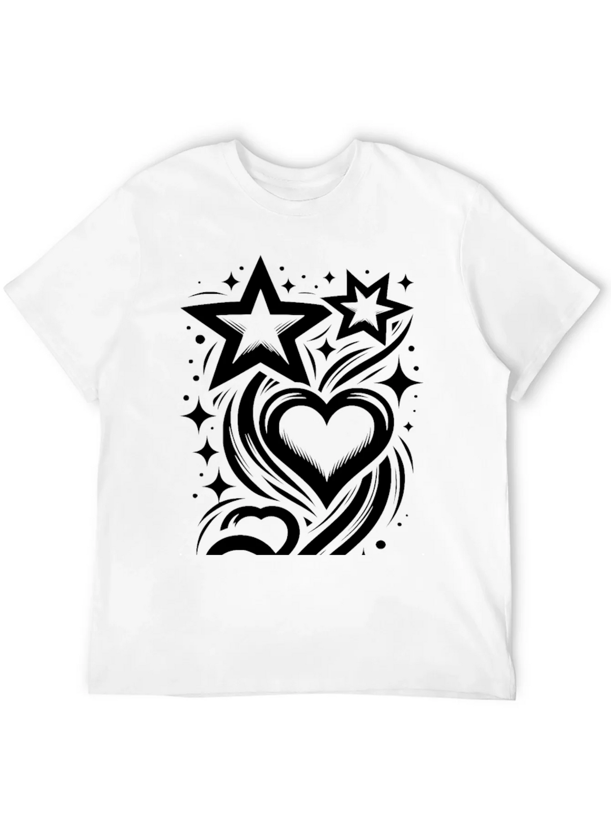 Stylish Black Graphic Tee - Stars & Hearts Design product image 11