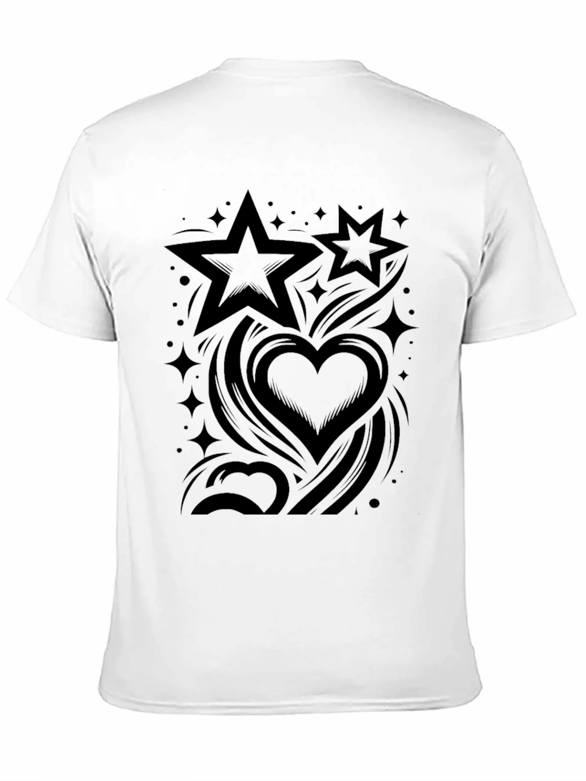 Stylish Black Graphic Tee - Stars & Hearts Design product image 10