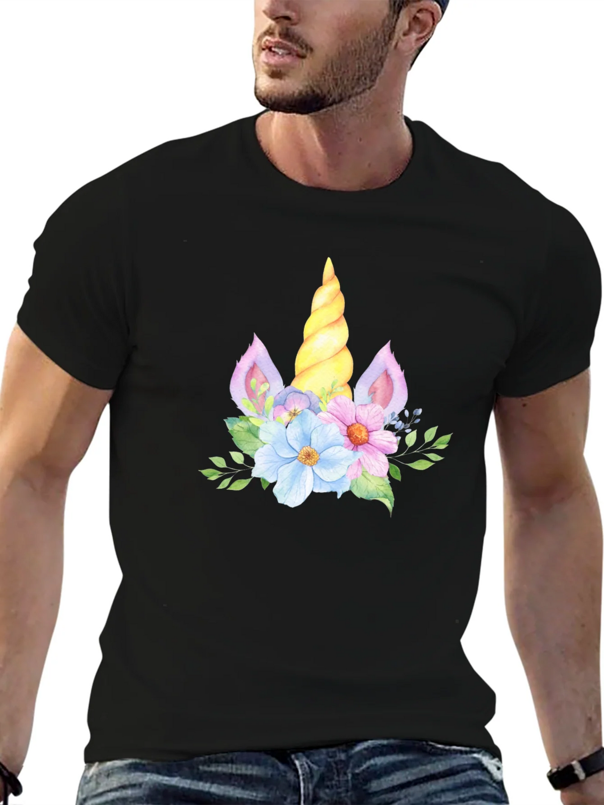 Unicorn Floral T-Shirt - Black product image 3