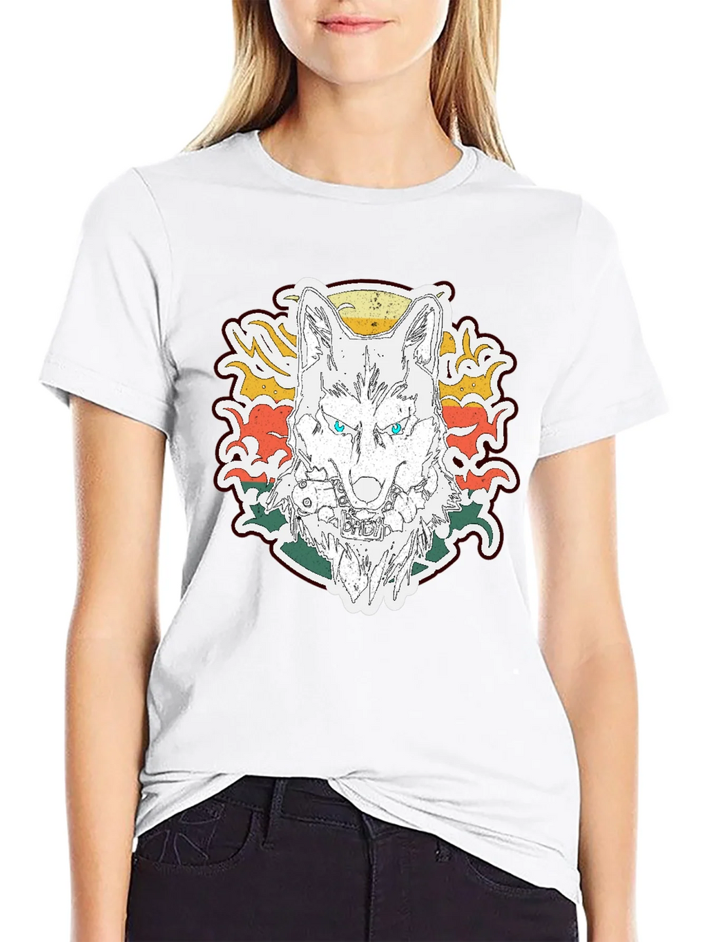 Wolf Graphic Print T-Shirt - Short Sleeve Black Tee product image 5