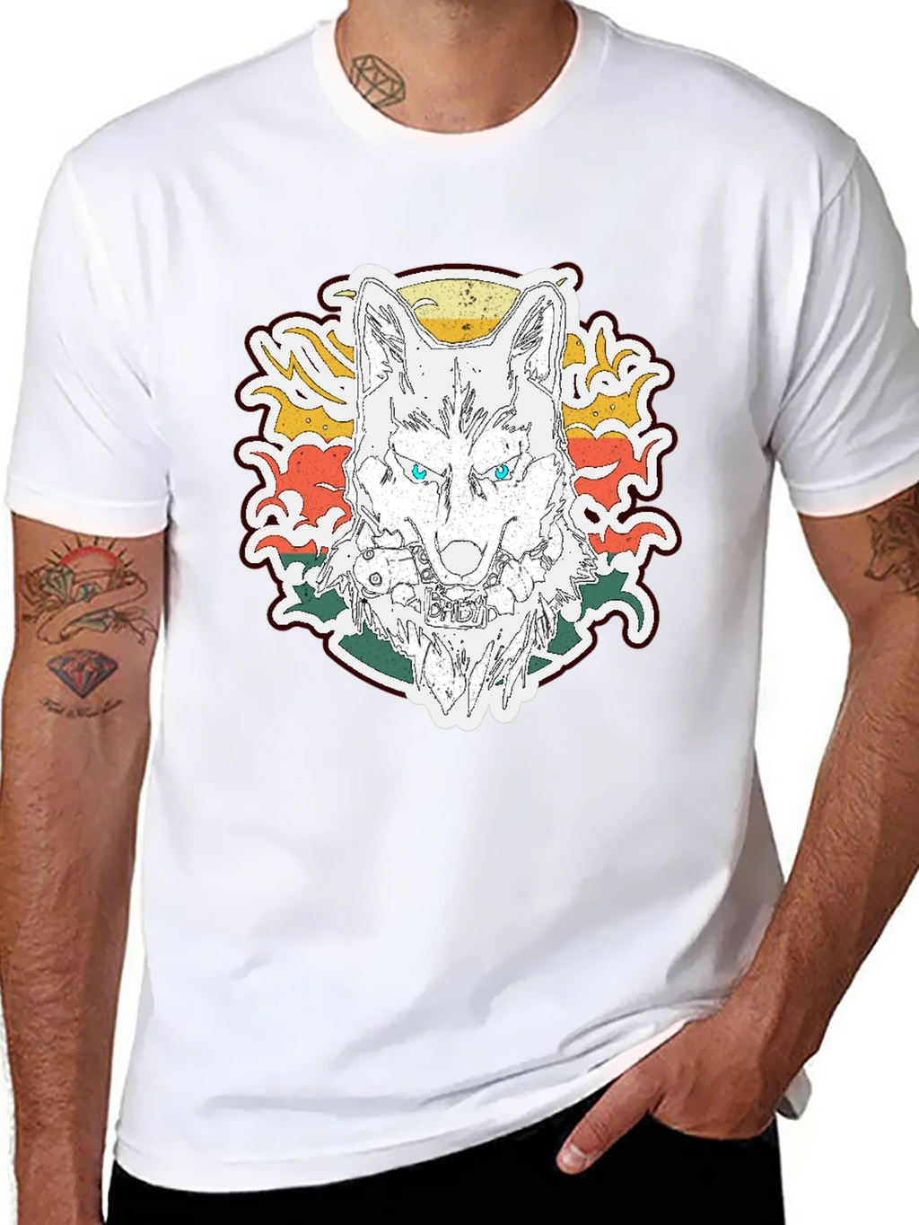 Wolf Graphic Print T-Shirt - Short Sleeve Black Tee product image 4