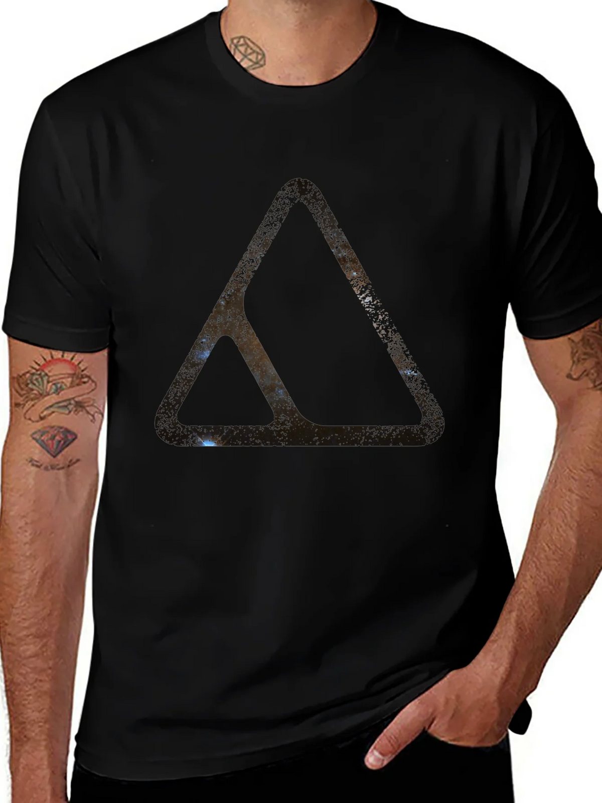 Abstract Triangle Graphic Black T-Shirt product image 1