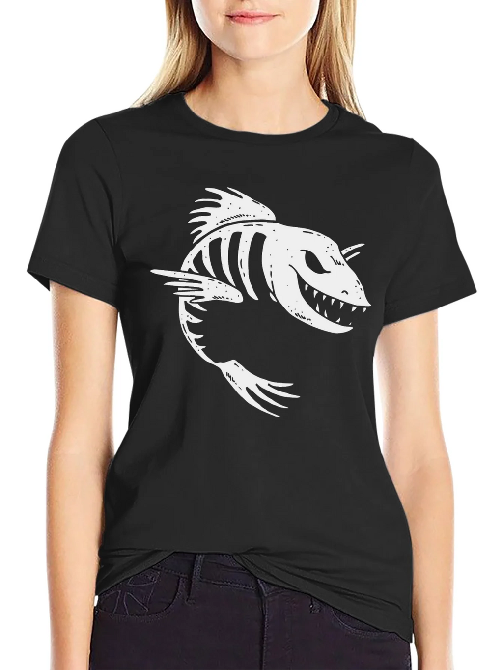 Creepy Fish Skeleton Graphic Tee - Mens Black T-Shirt product image 2
