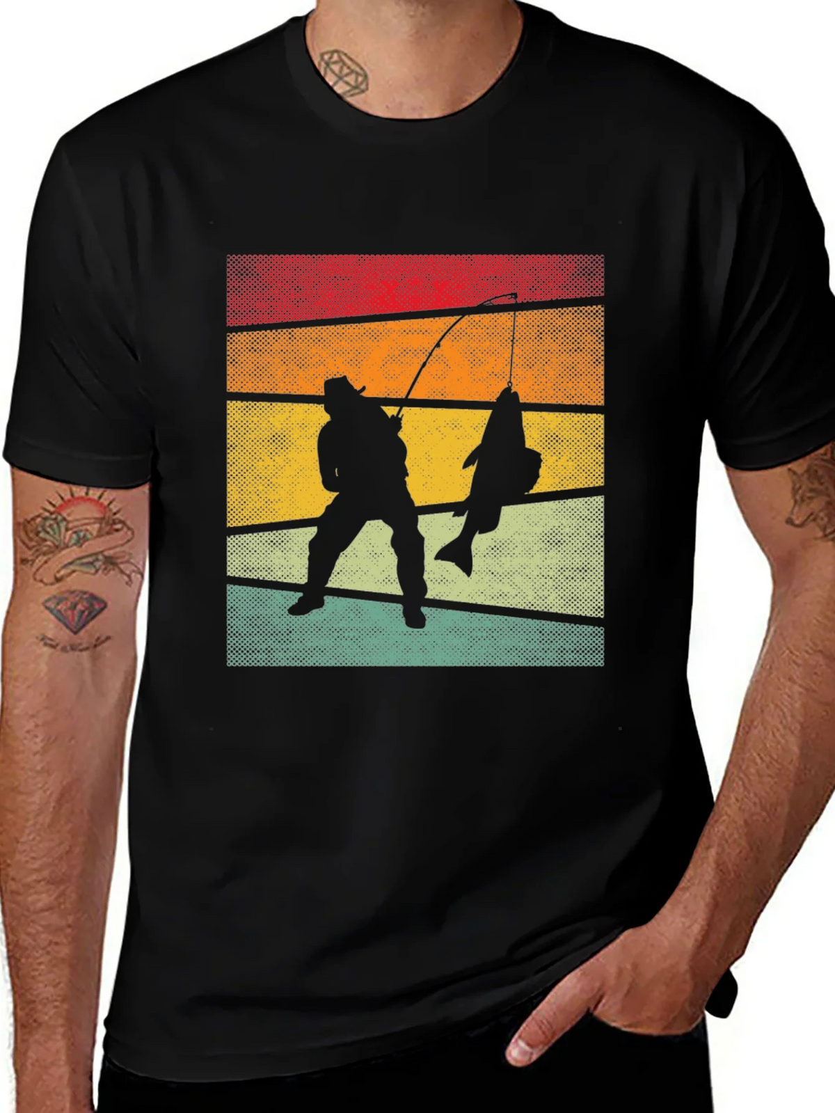 Retro Fishing T-Shirt Fisherman Silhouette Tee product image 1