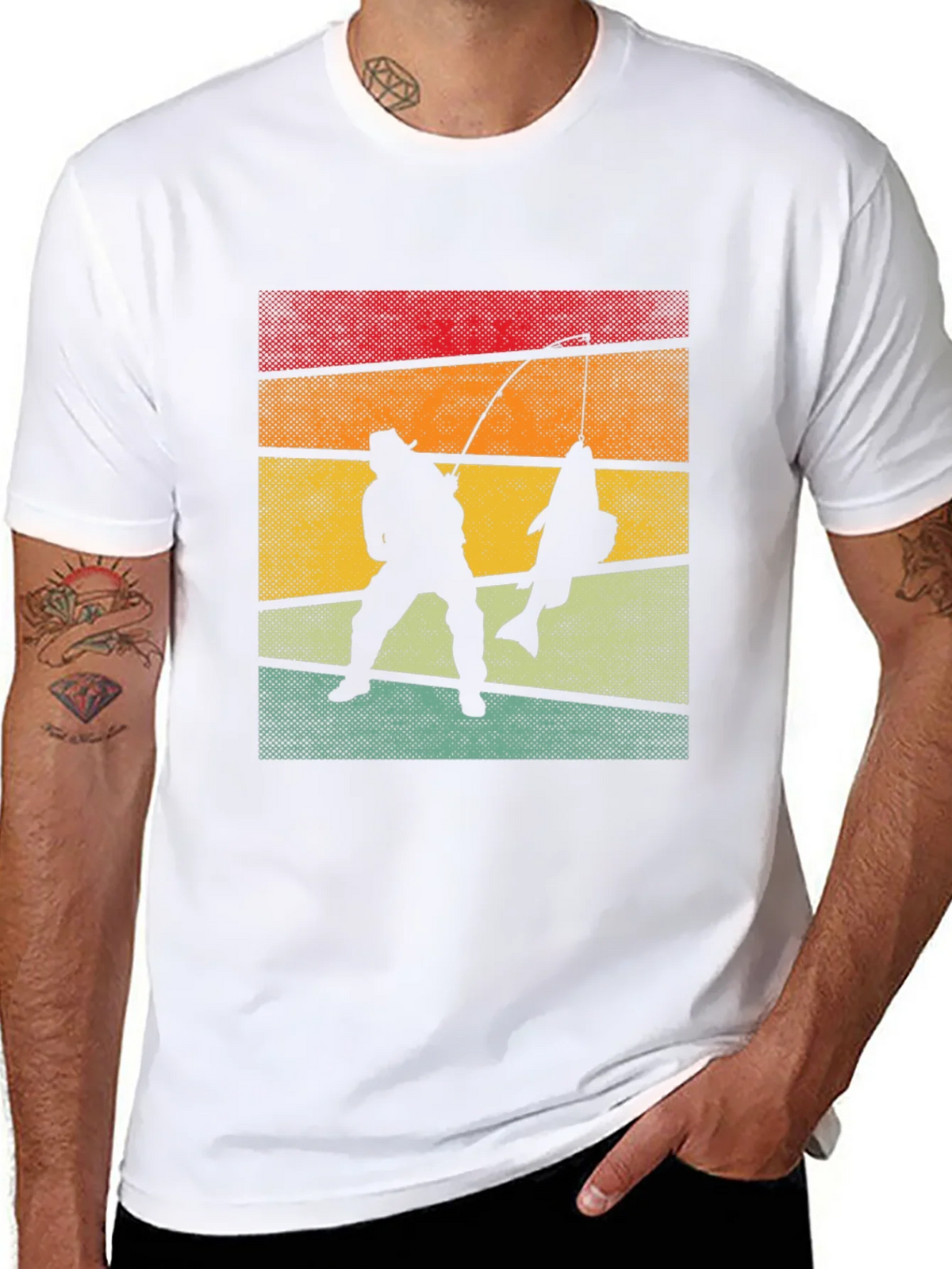 Retro Fishing T-Shirt Fisherman Silhouette Tee product image 7