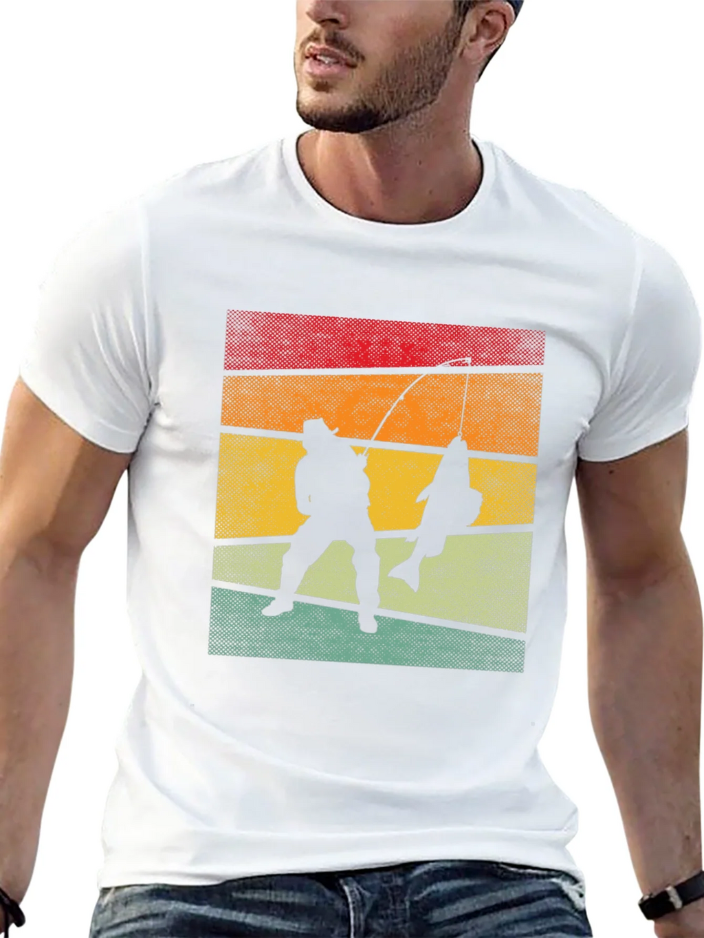 Retro Fishing T-Shirt Fisherman Silhouette Tee product image 12