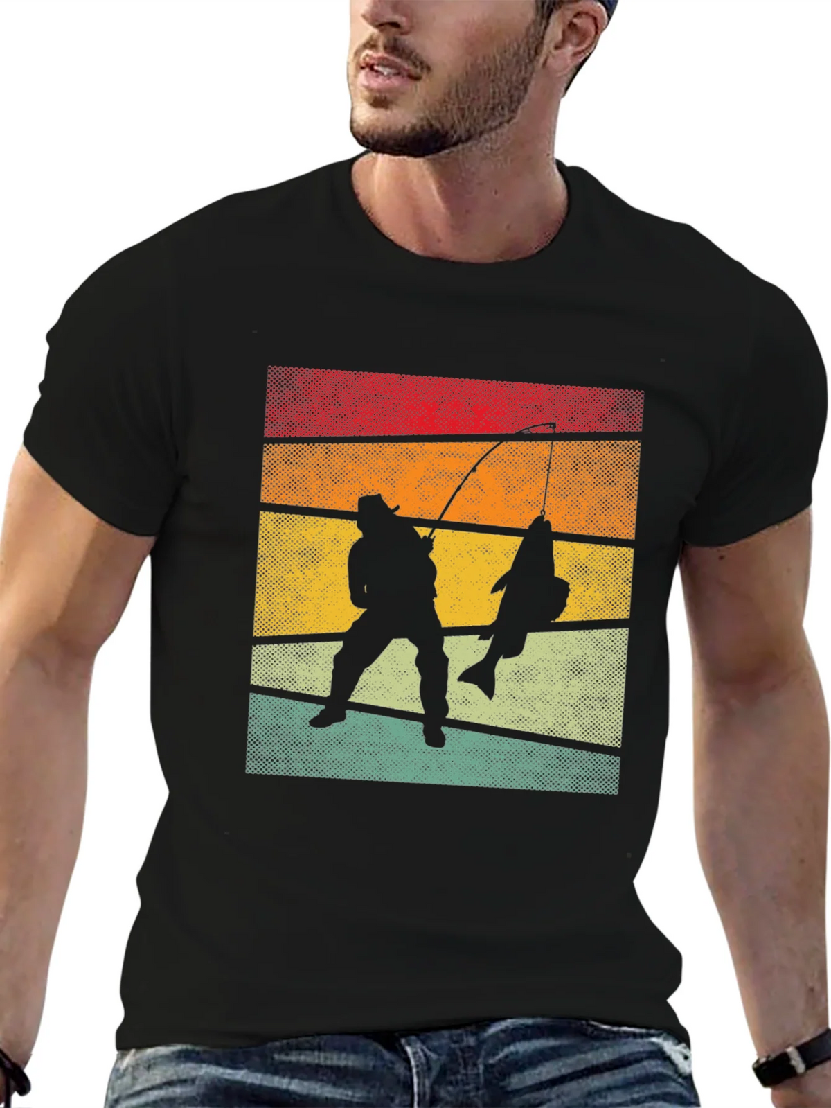 Retro Fishing T-Shirt Fisherman Silhouette Tee product image 6