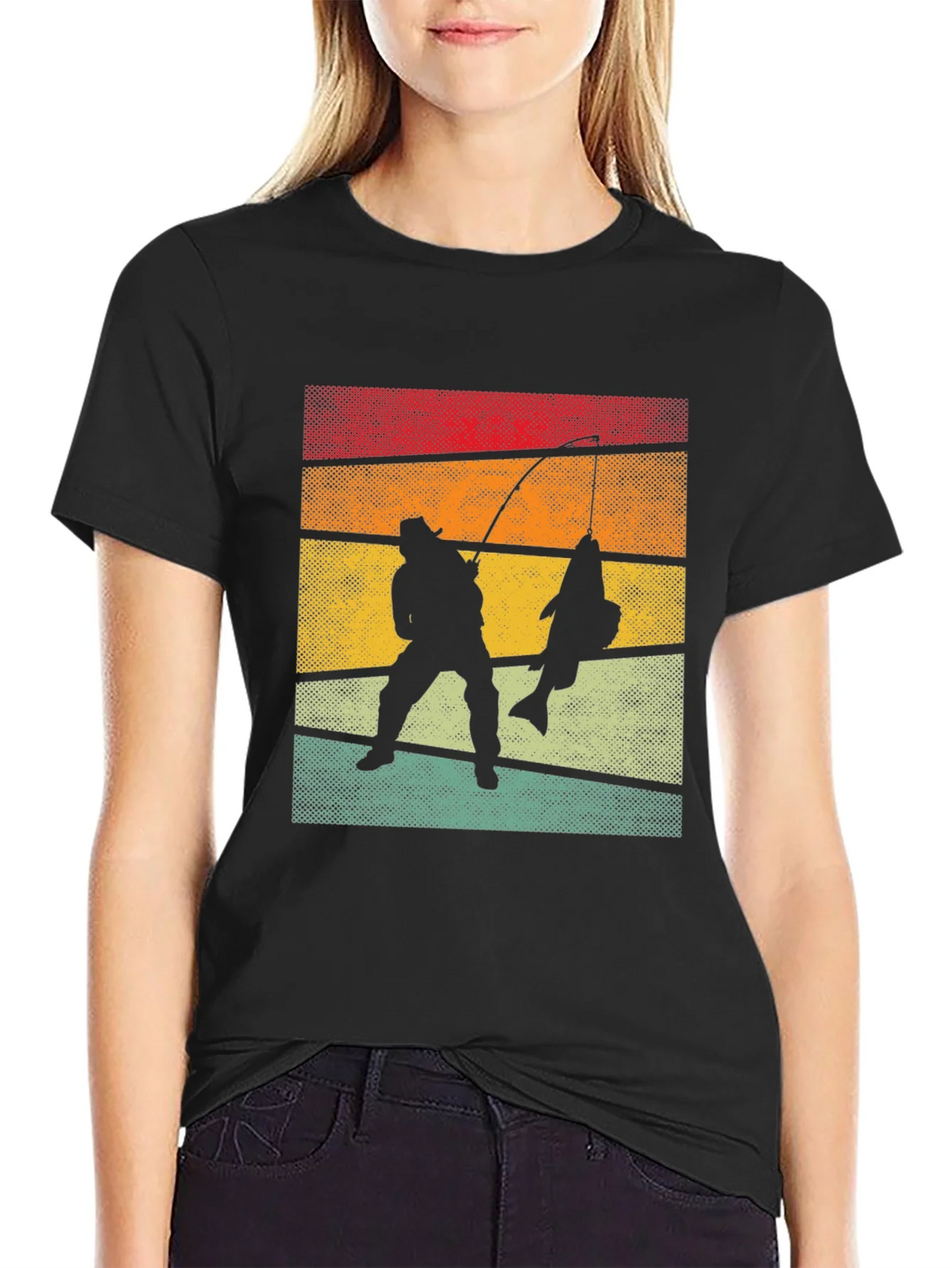 Retro Fishing T-Shirt Fisherman Silhouette Tee product image 2
