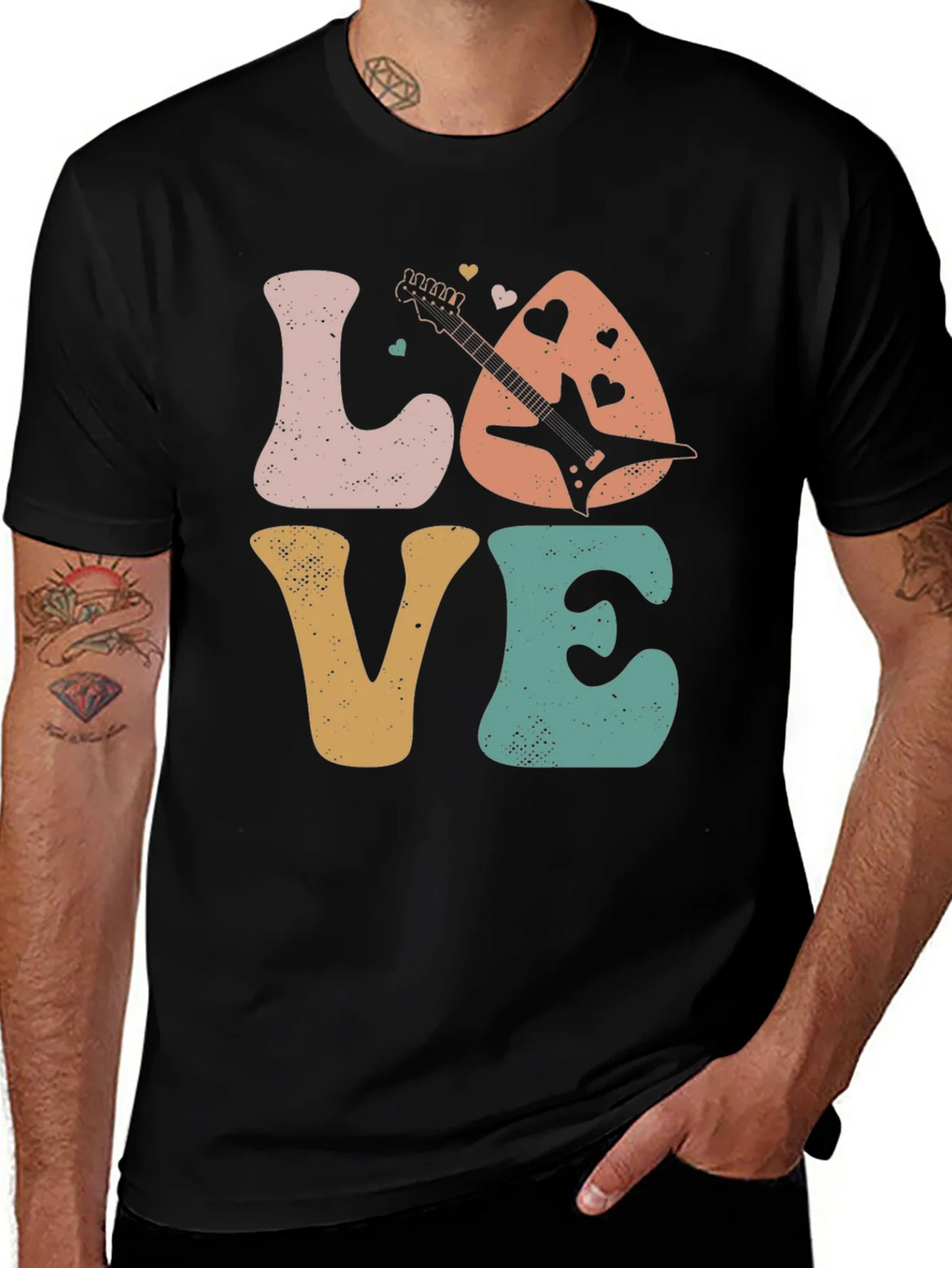 Love Guitar Graphic T-Shirt Retro Style product image 1