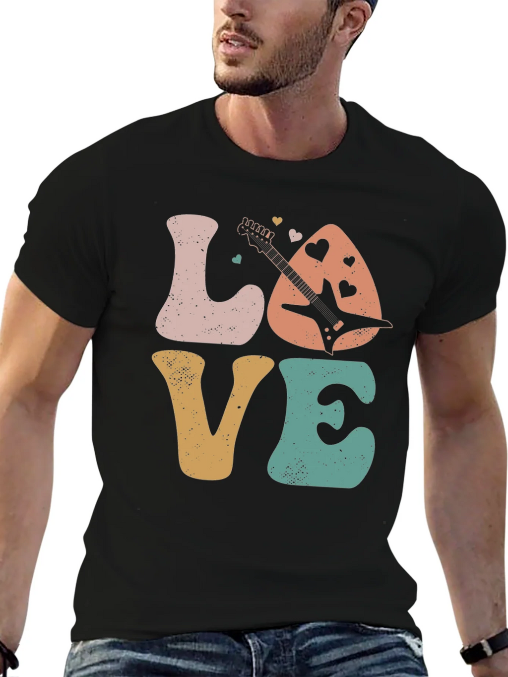 Love Guitar Graphic T-Shirt Retro Style product image 4