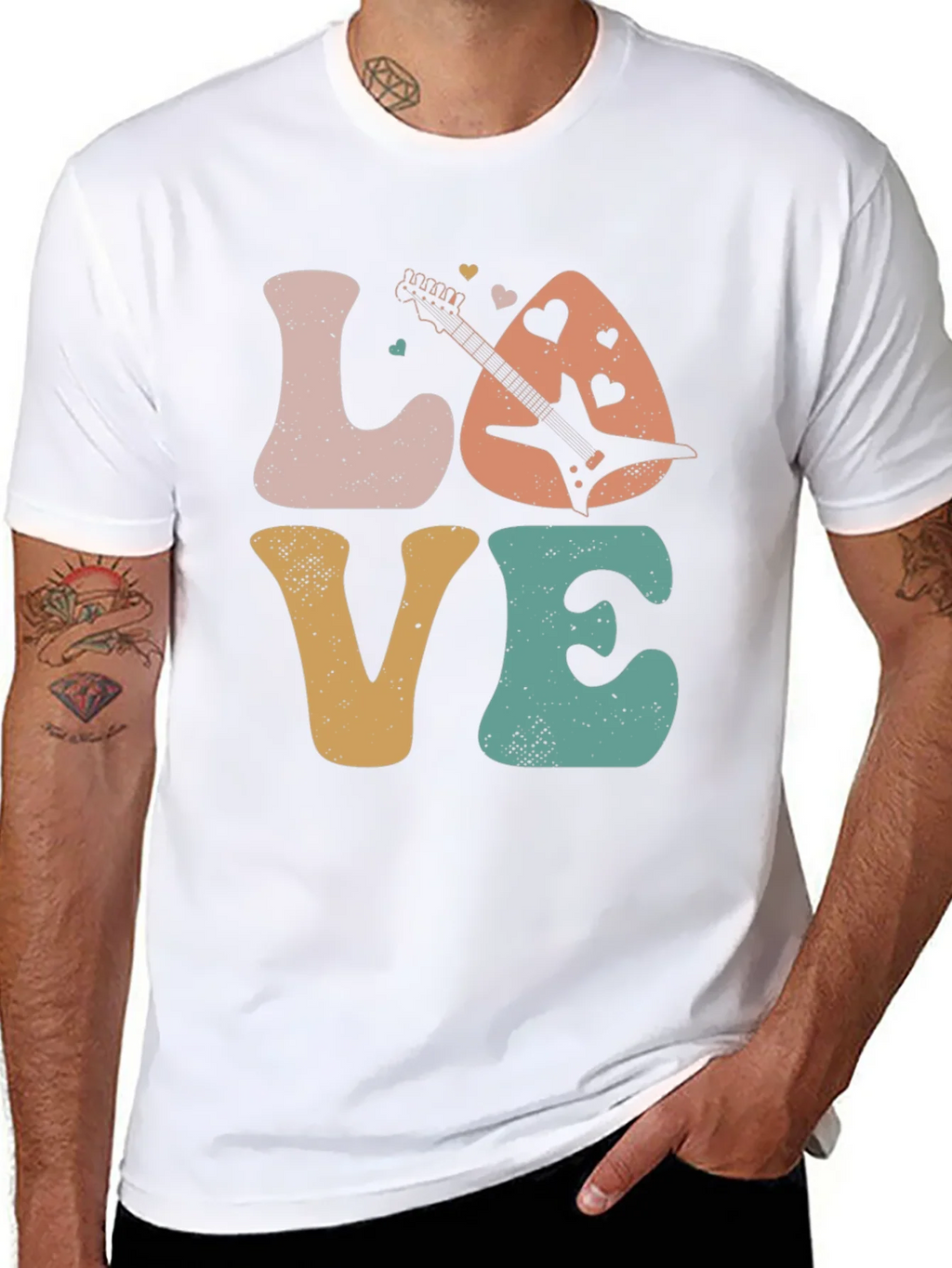 Love Guitar Graphic T-Shirt Retro Style product image 5
