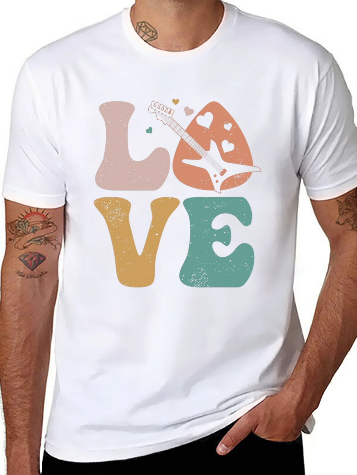 Love Guitar Graphic T-Shirt Retro Style product image 5