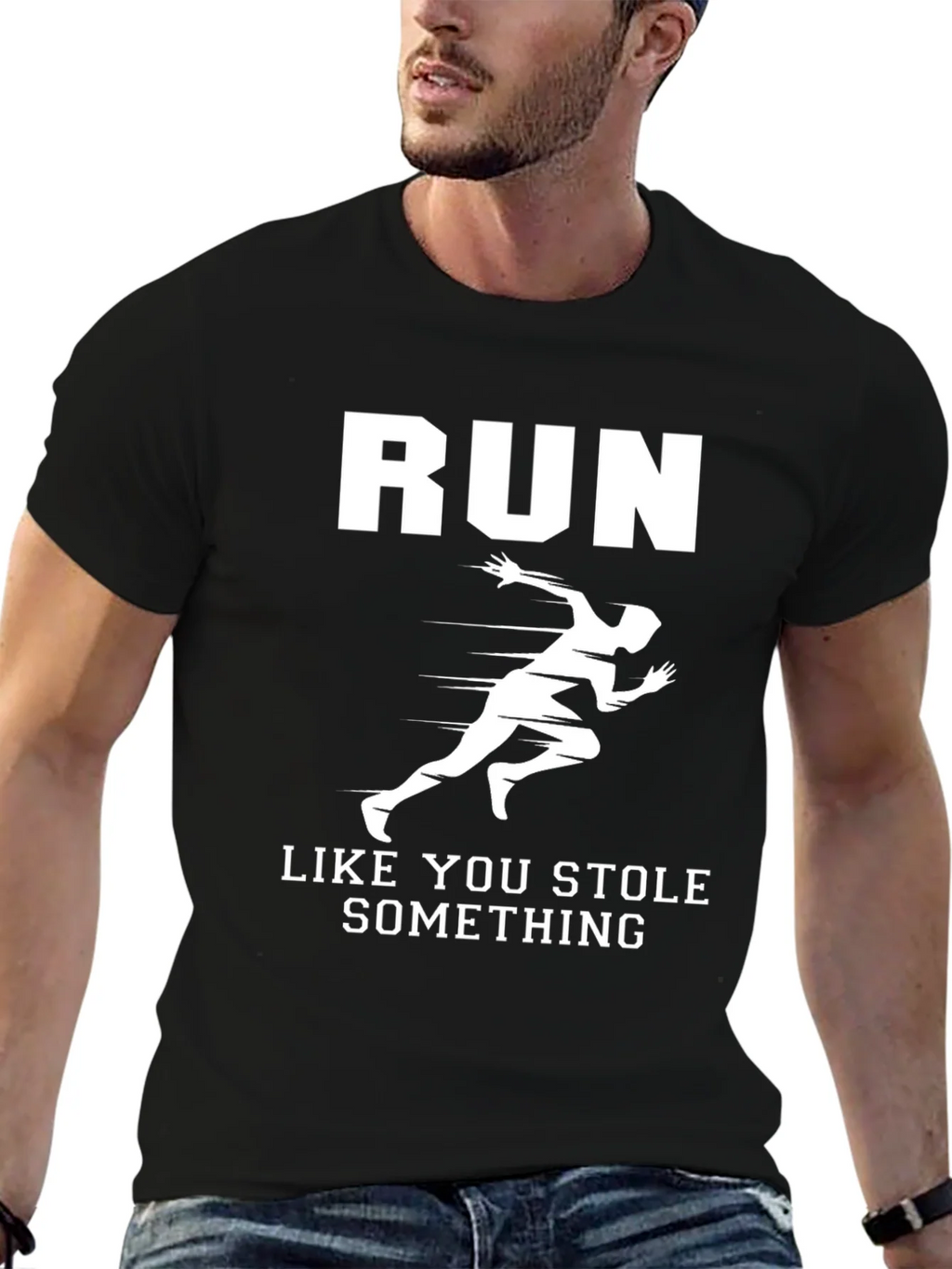 Run Like You Stole Something Black Graphic Tee product image 6