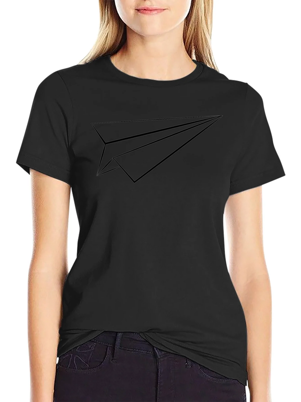 Paper Airplane Graphic Tee - Black Modern Design product image 2